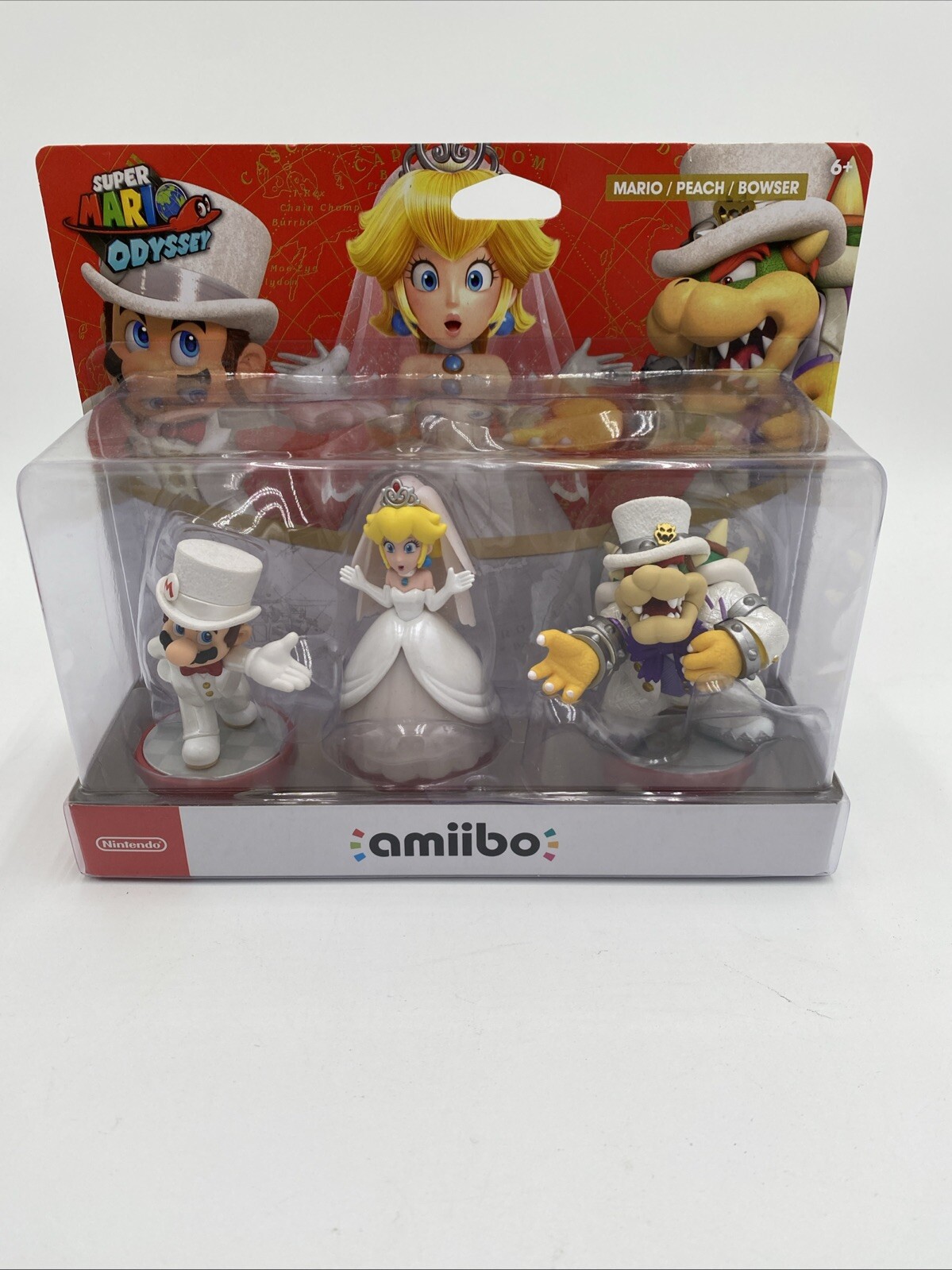 Nintendo amiibo Super Mario Odyssey Peach Bowser Wedding 3 Pack Figures NEW