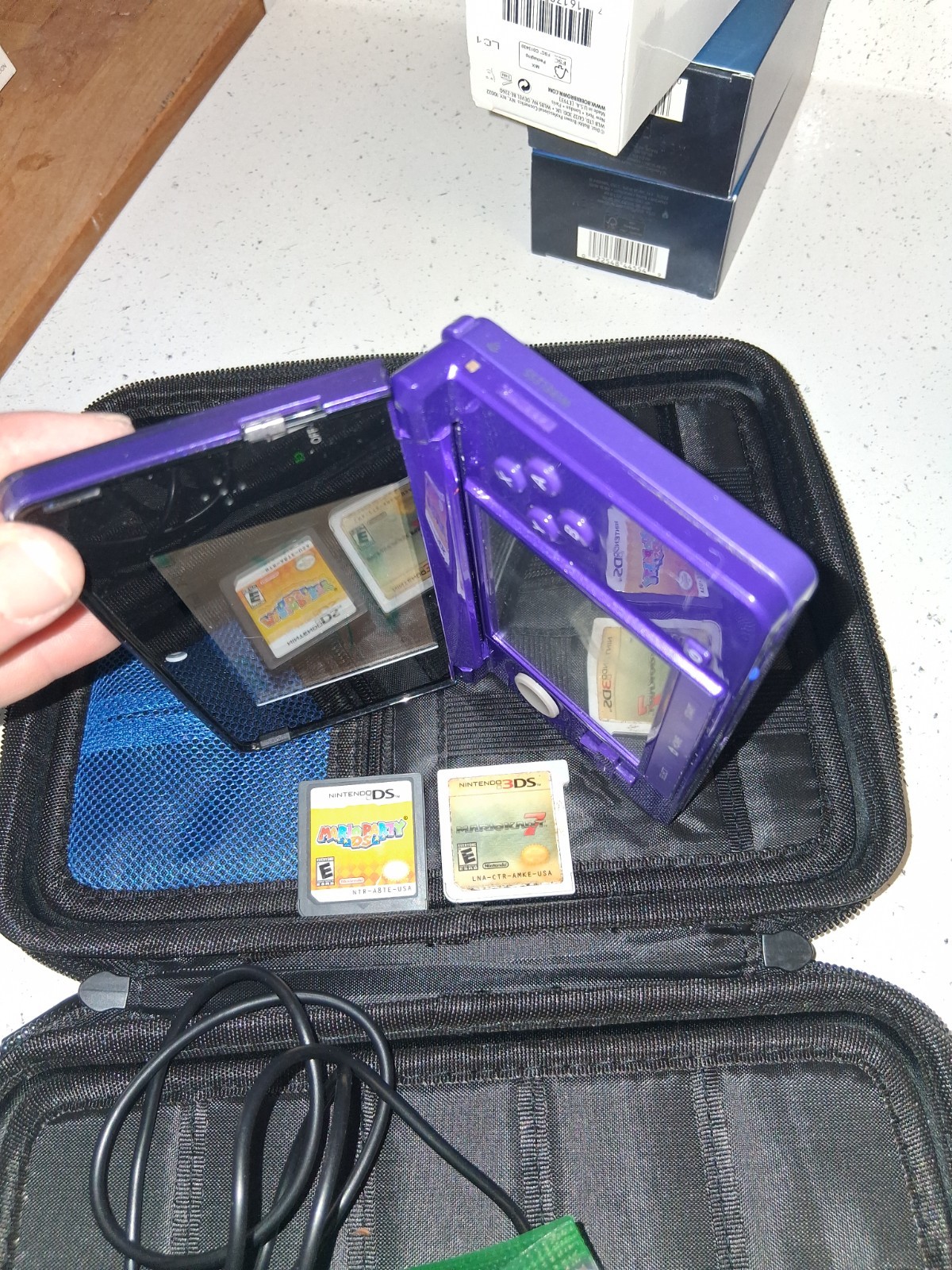 Nintendo 3DS Midnight Purple Portable Gaming Console Tested W/2 Games Case