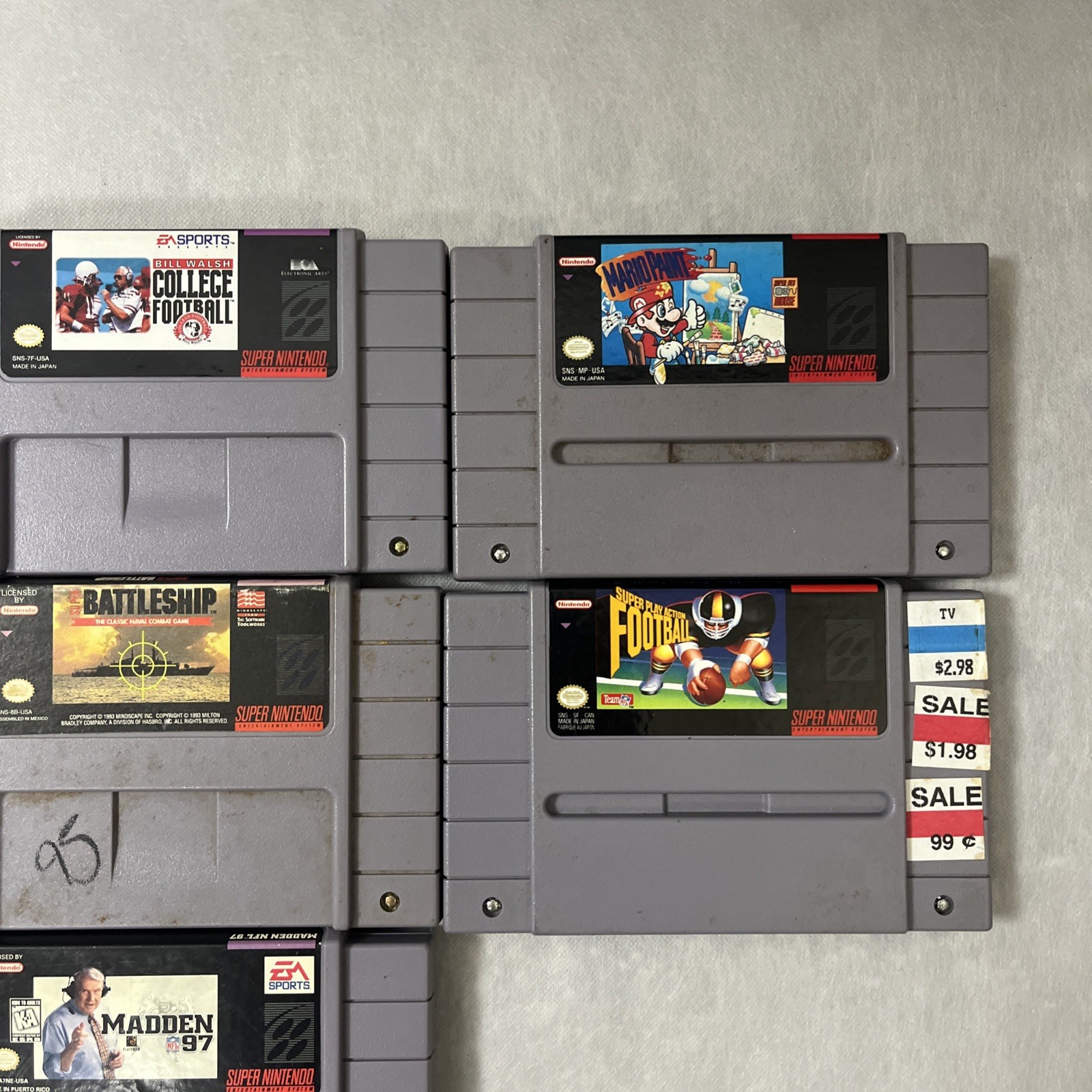 Vintage Super Nintendo Snes Video Games Mixed Title/Genres Lot Of 7 Not Tested