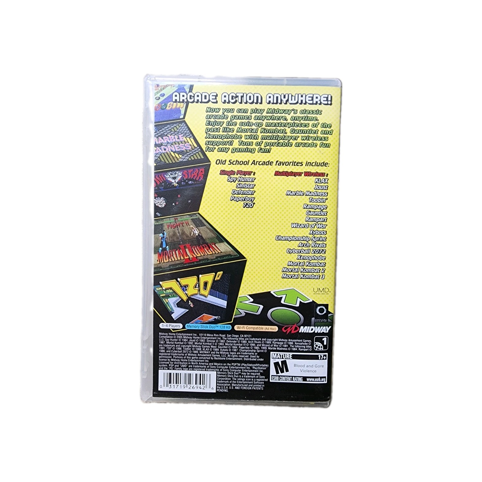 Midway Arcade Treasures PSP CIB Cracked Case