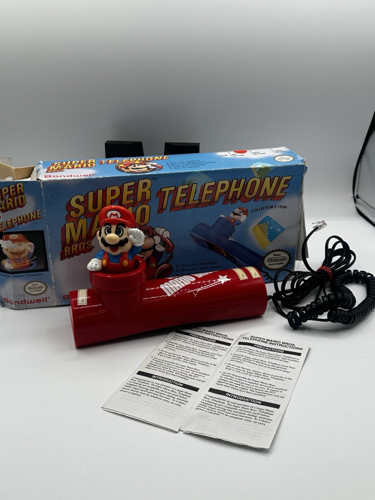 Super Mario Bros. Vintage 1990 Telephone Nintendo Blue Touch Working Condition