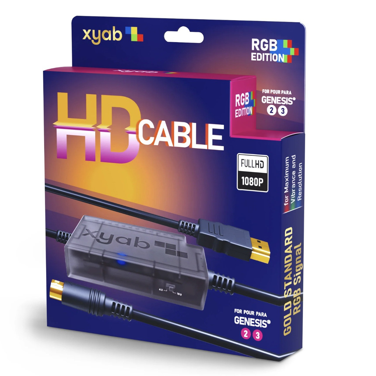 SEGA Genesis Model 2 & 3 – XYAB HD TV Link Cable Cord Full 1080 HDMI – New