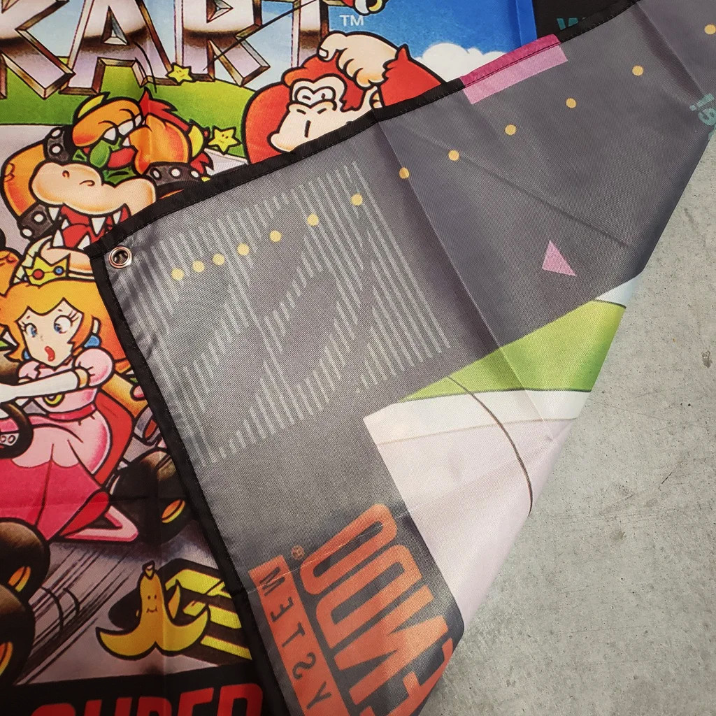 Super Mario Kart Custom Wall Flag Banner Tapestry 2 x 3 Ft, SNES