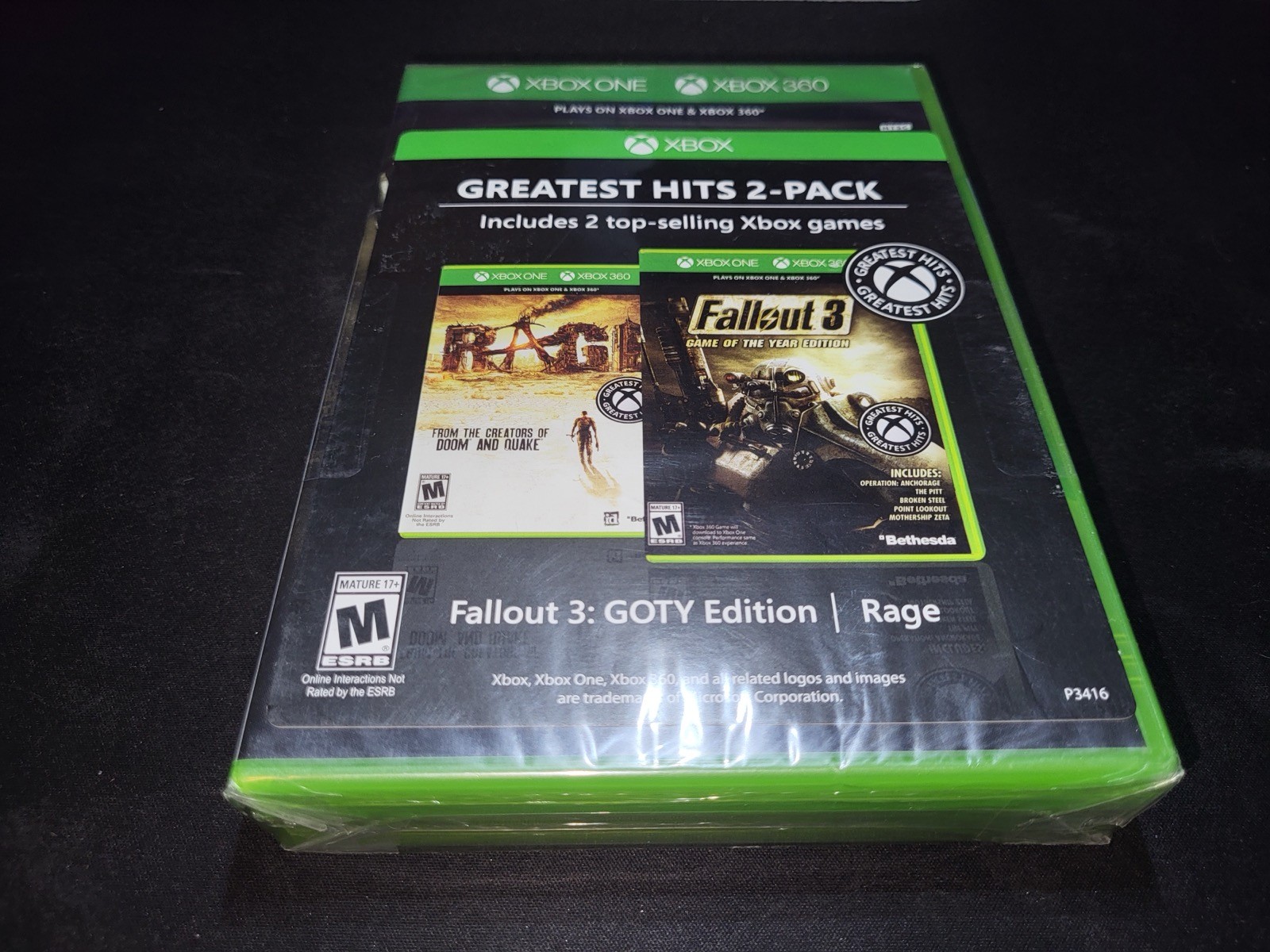 Xbox Greatest Hits 2 Pack Fallout 3 GOTY Edition/Rage Xbox 360/One NEW SEALED