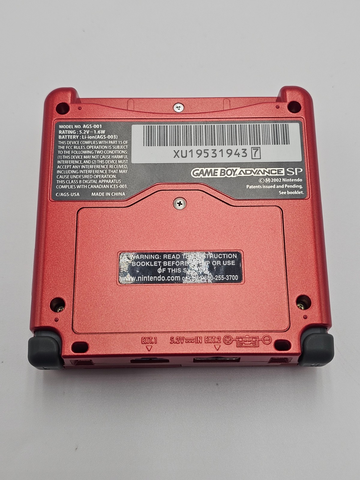 Nintendo Game Boy Advance SP Handheld Game Console Flame Red AGS-001