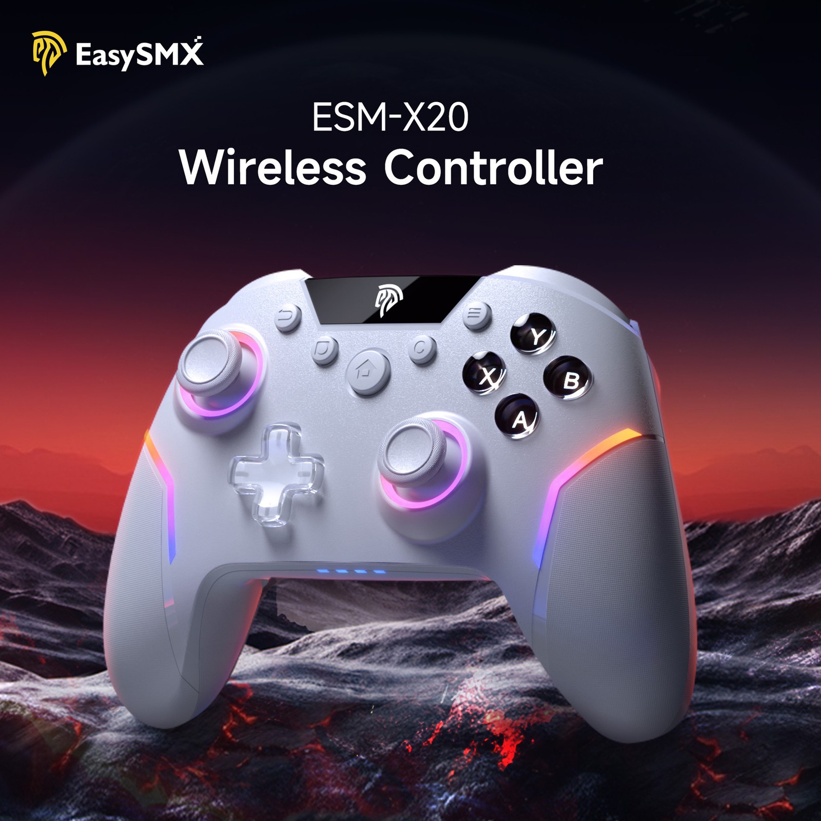 EasySMX X20 Elite Wireless Controller Hall Effect RGB PC Switch Android Gray