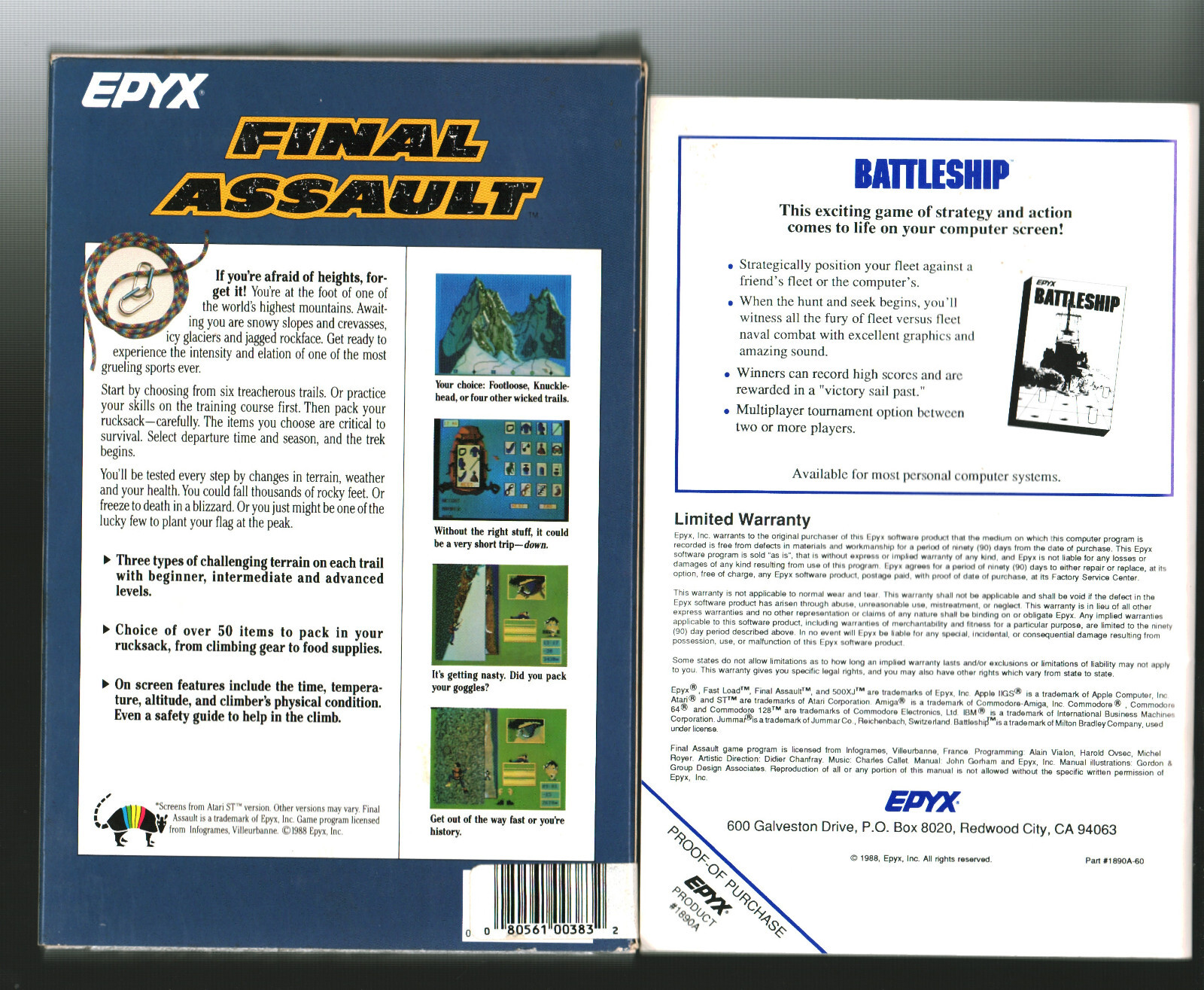 Final Assault for the Commodore Amiga REPLACEMENT BOX & MANUAL ONLY 1988