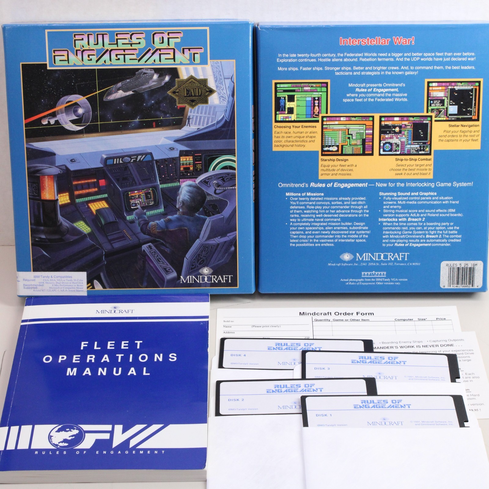 Rules Of Engagement IBM/TANDY PC 5.25” PC Game Big Box Mindcraft Complete