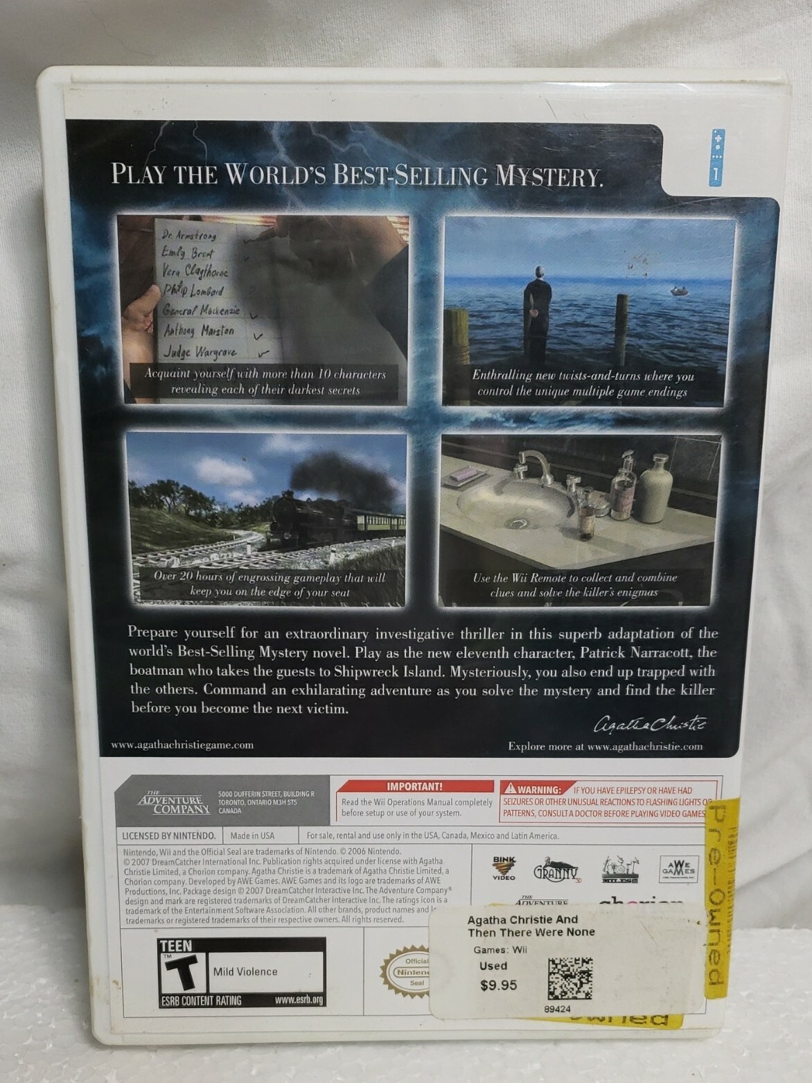 Agatha Christie: And Then There Were None – Nintendo Wii Game video good disc r