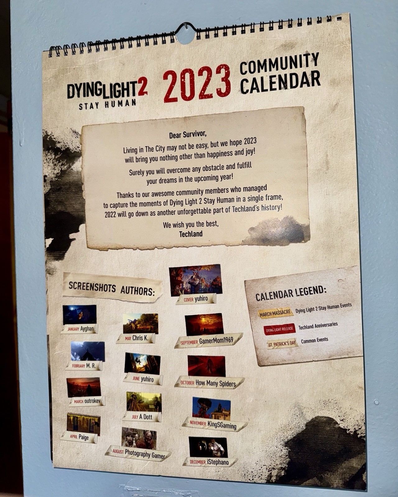 RARE Dying Light 2 Official 2023 Community Calendar Techland Press Kit