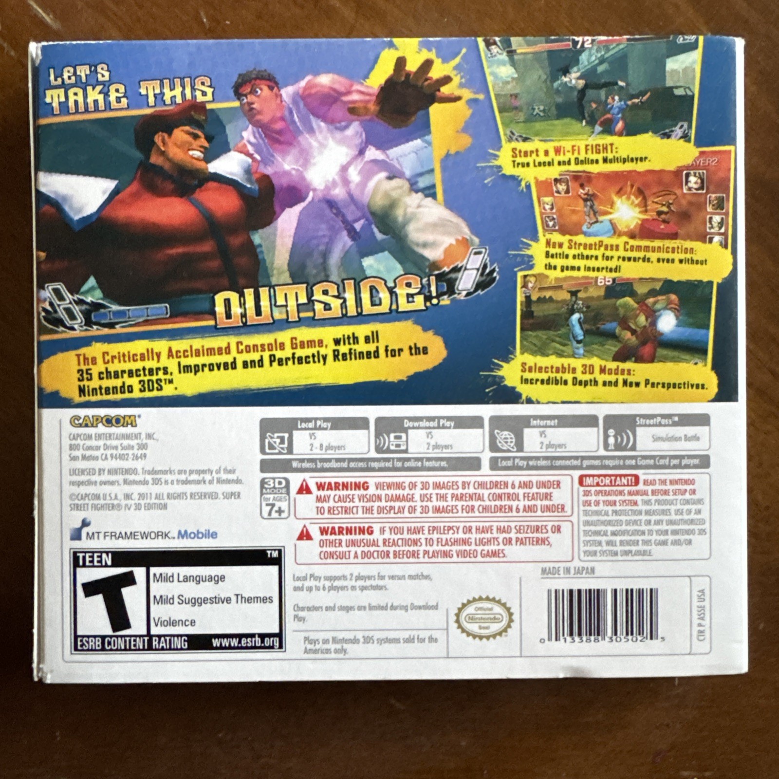 Super Street Fighter IV –3D Edition (Nintendo 3DS, 2011) Complete NEW Slipcase