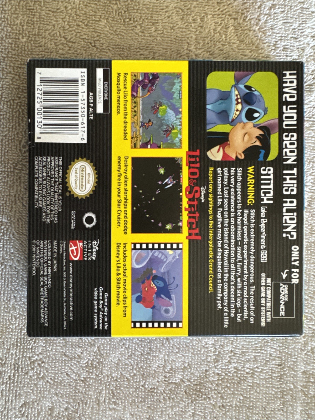 Disney Lilo and Stitch Nintendo Game Boy Advance GBA **CiB** Very Clean