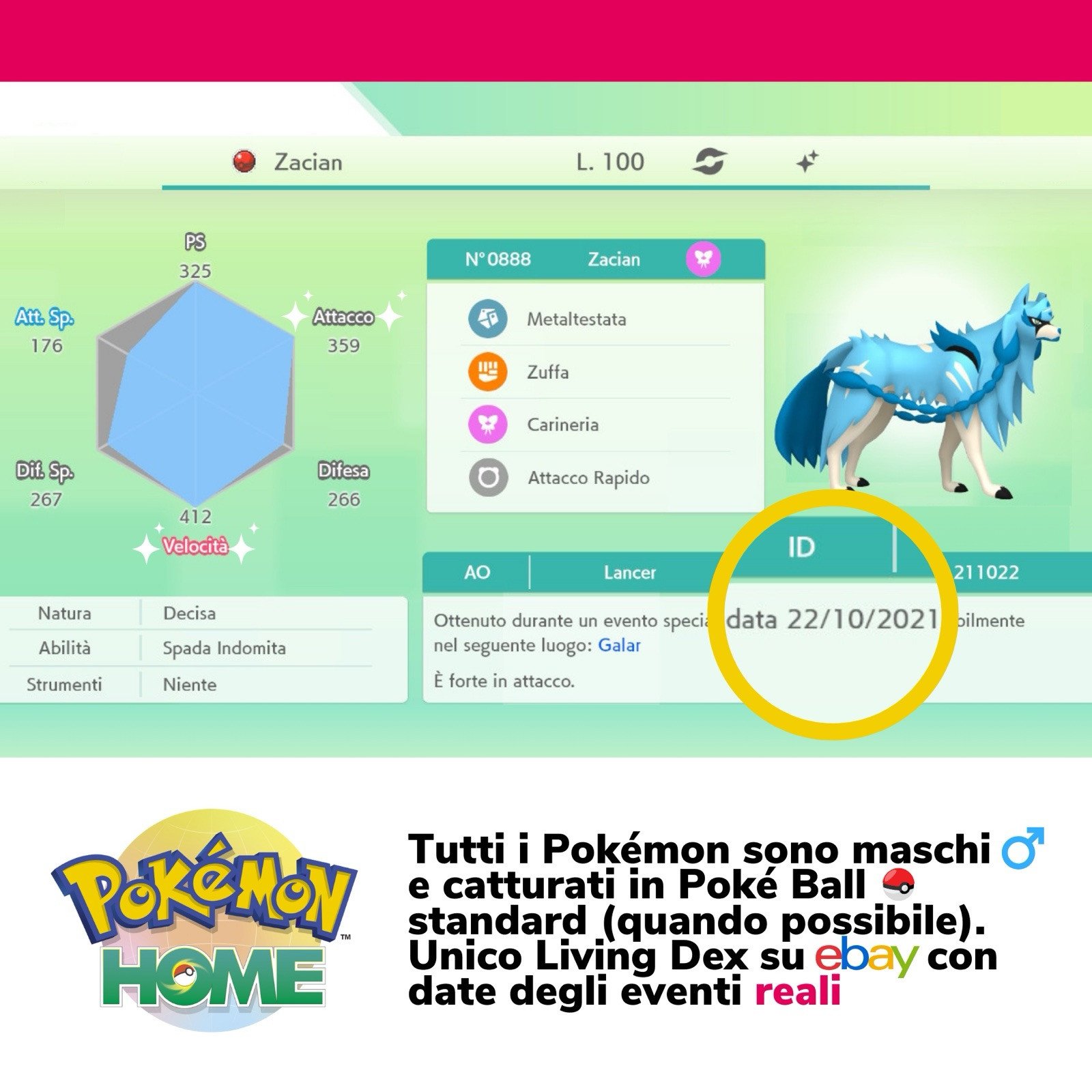 Pokémon HOME Shiny Living Dex Spada e Scudo Pokedex completo Galar 6IV Battle