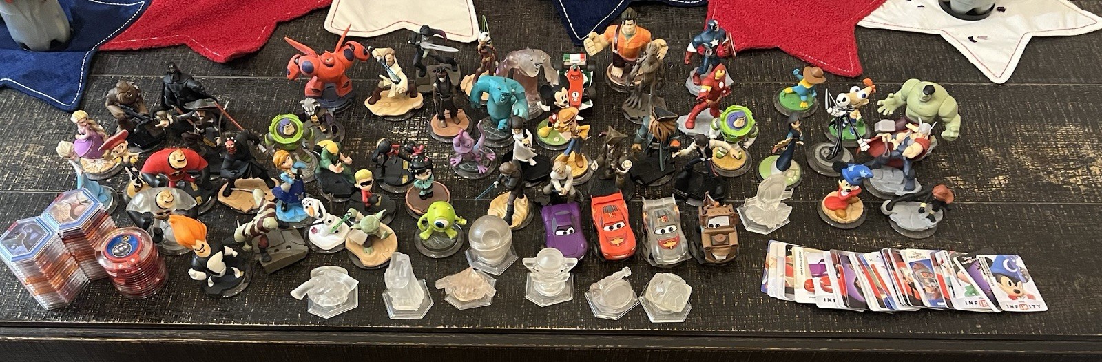 Assortment of Disney Infinity Figures With Power Disks And Play Cards (Not All)