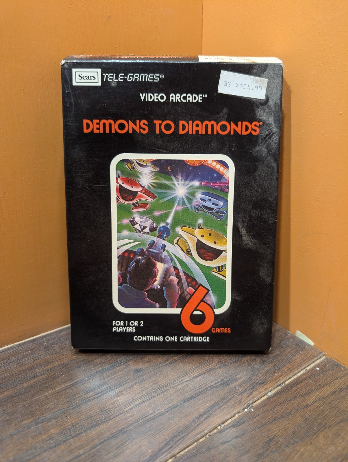 RARE CIB Demons to Diamonds Sears Tele-Games Atari 1982 6 Video Game Black Box