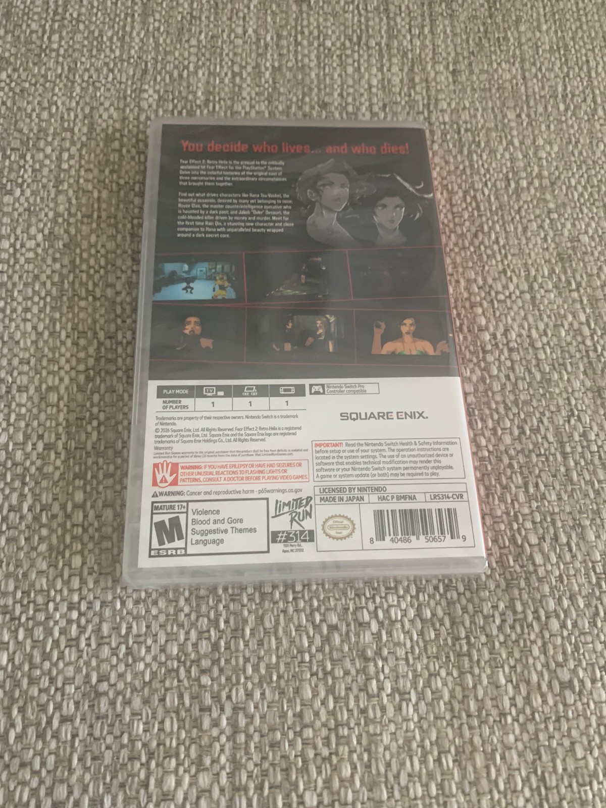 Fear Effect 2: Retro Helix Switch Limited Run #314 Nintendo New Sealed