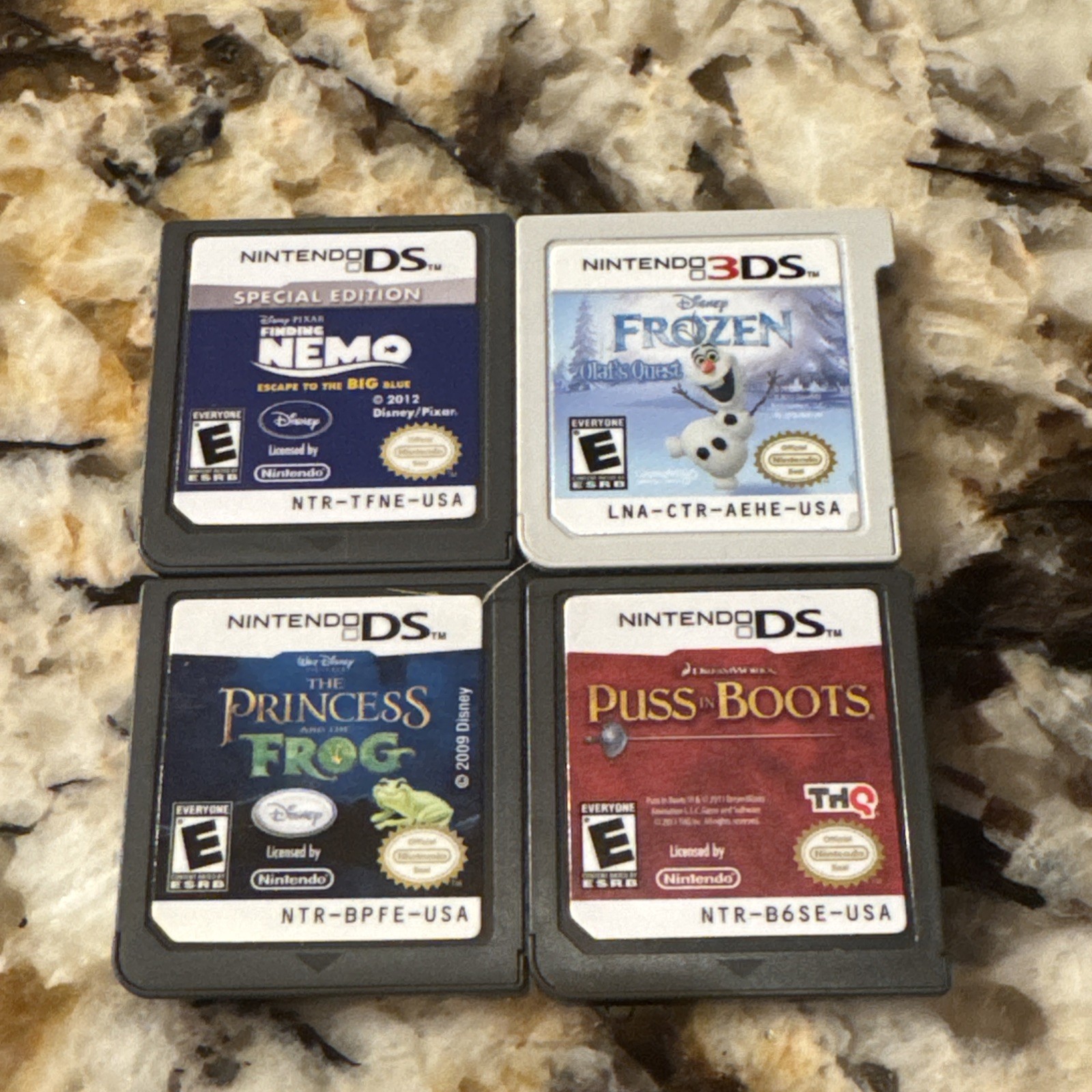 Disney Bundle LOT 4 Nintendo DS (Games Only) Frozen Nemo Princess Puss In Boots