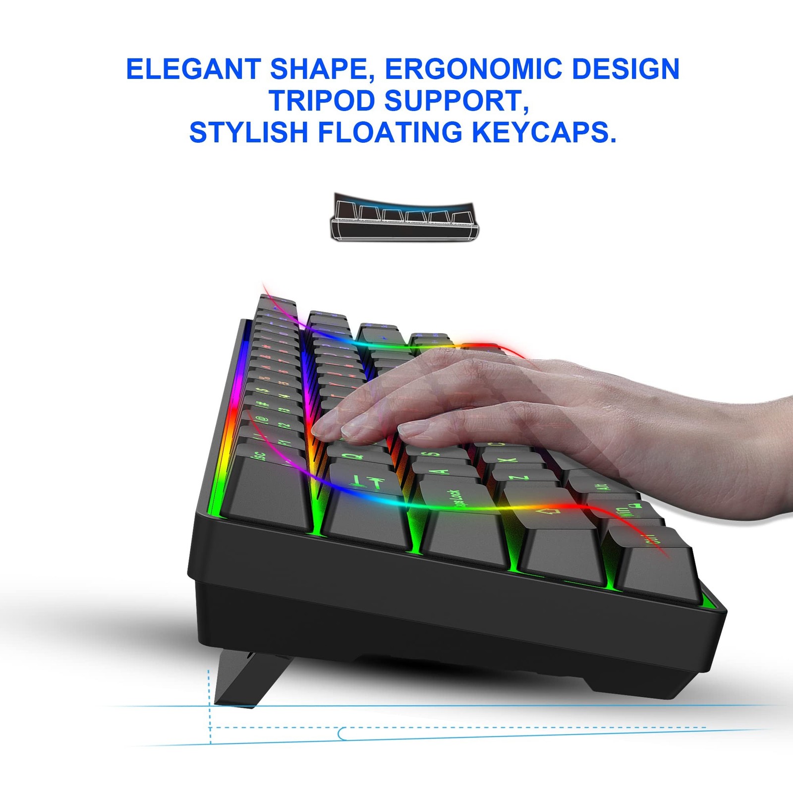 Snpurdiri 60% Wireless Gaming Keyboard and Mouse Combo,LED Backlit Rechargeab…