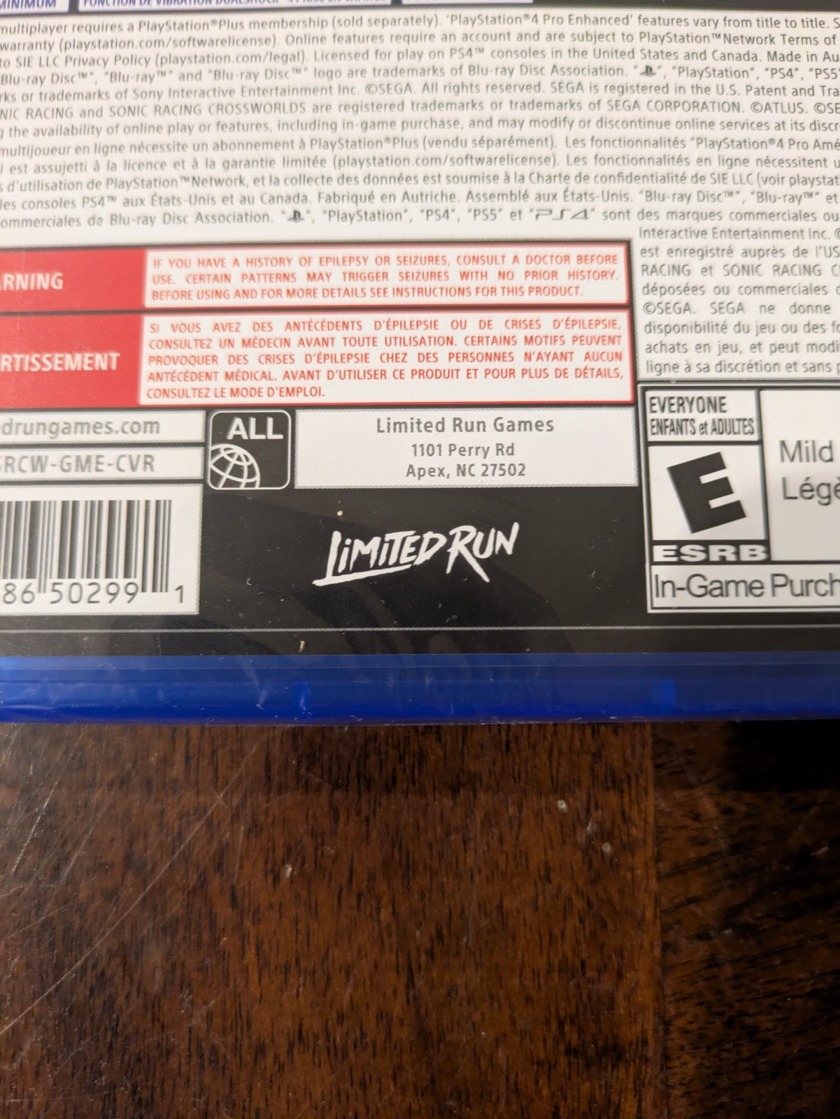 Sonic Racing Cross Worlds PS4 Physical Limited Run Games Rare US Version