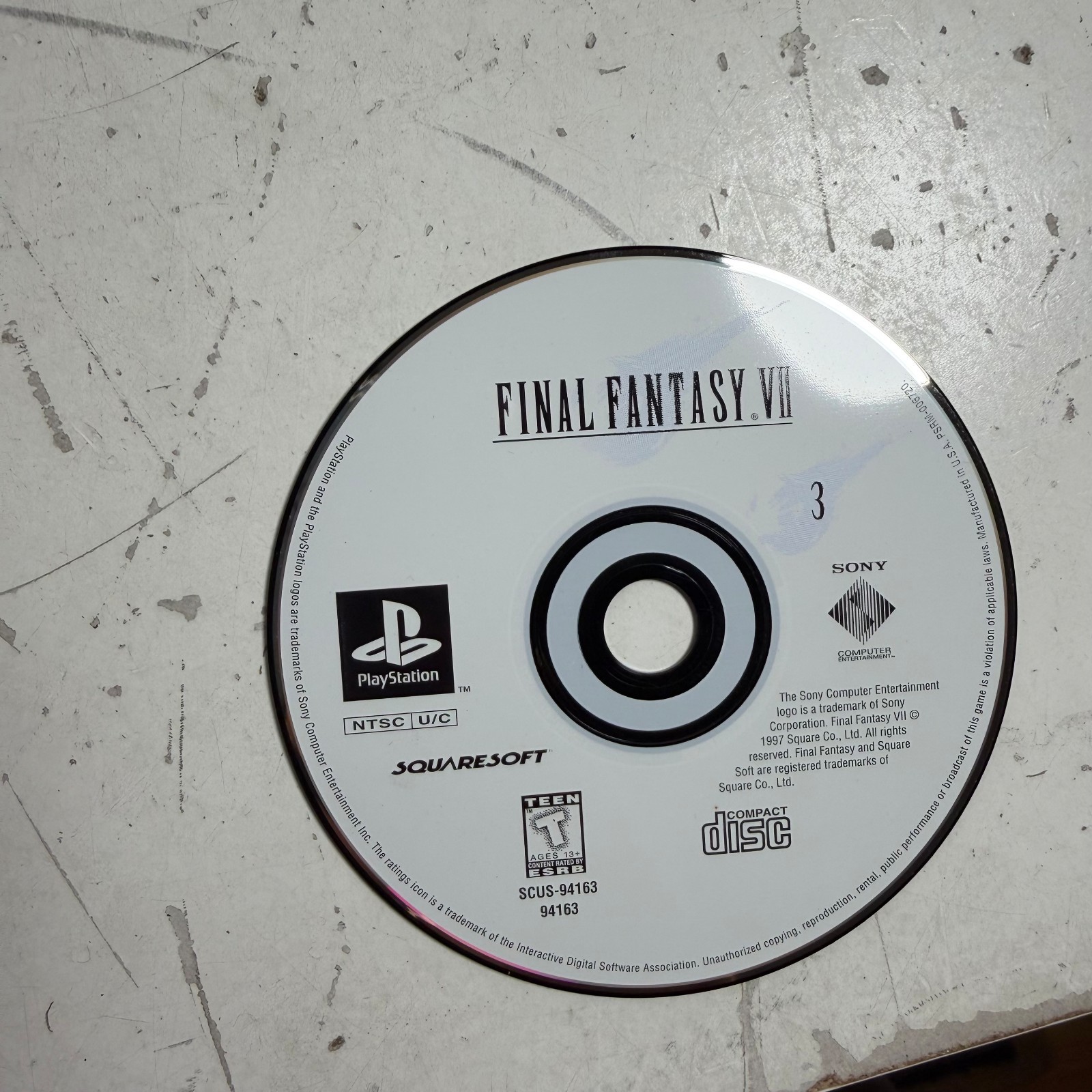 Final Fantasy VII (Sony PlayStation 1, 1997) Black Label Role-Playing Video Game