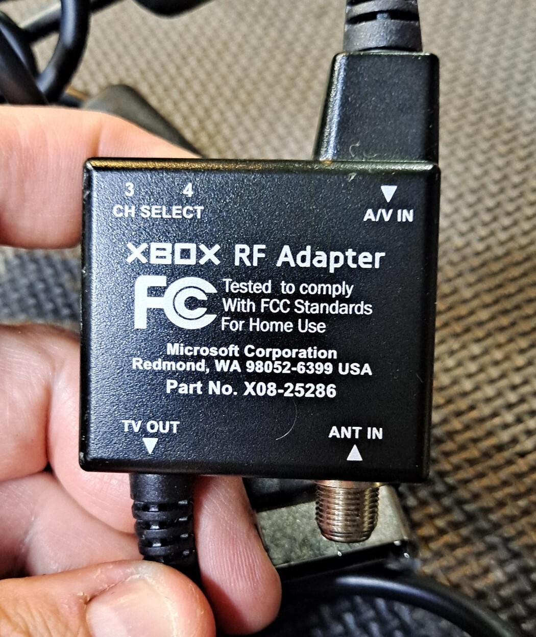 Microsoft Original Xbox Console Coax RF AV A/V Audio Video Adapter Cable Cord
