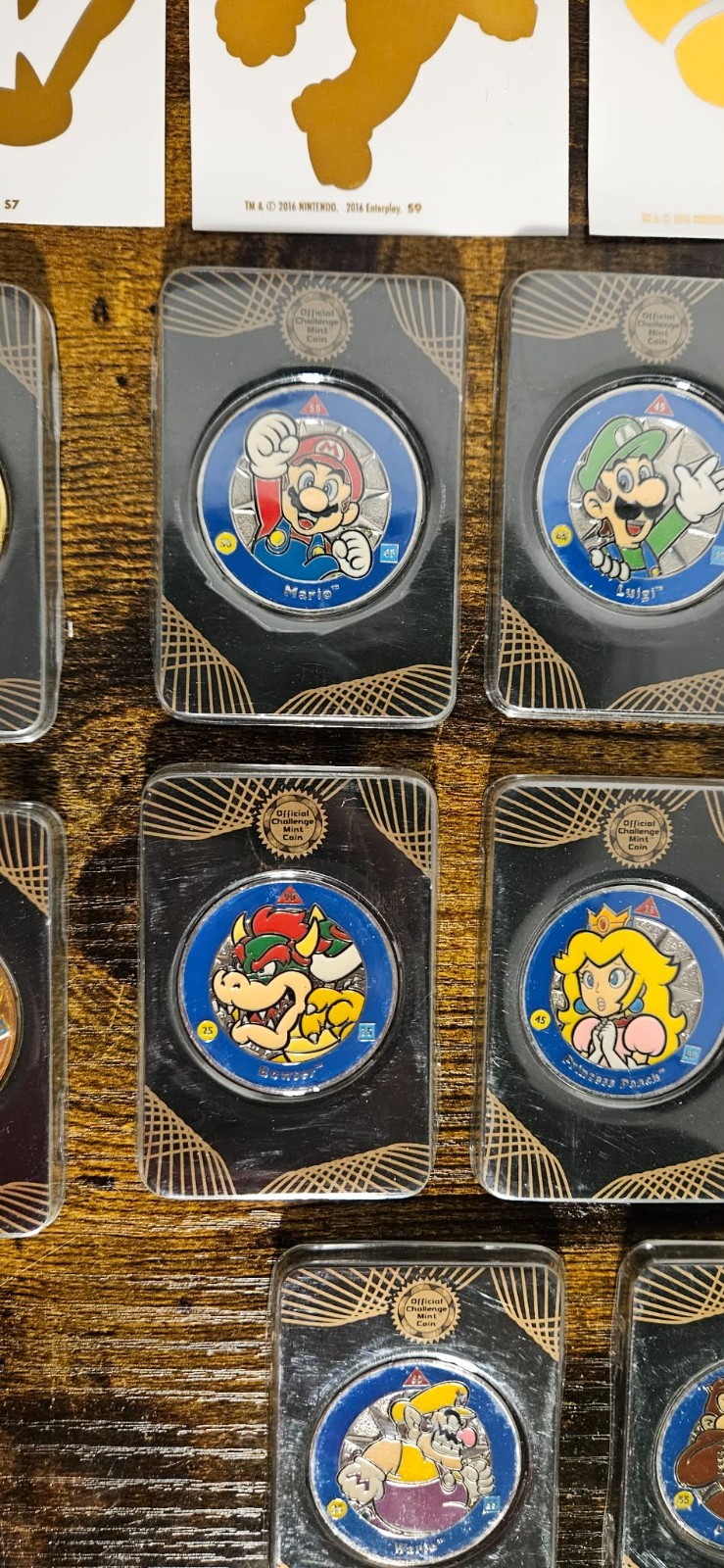 Super Mario Challenge Coin Lot – 8of8 Silver C-C , 2of4 Gold C-C , 8of9 Decals