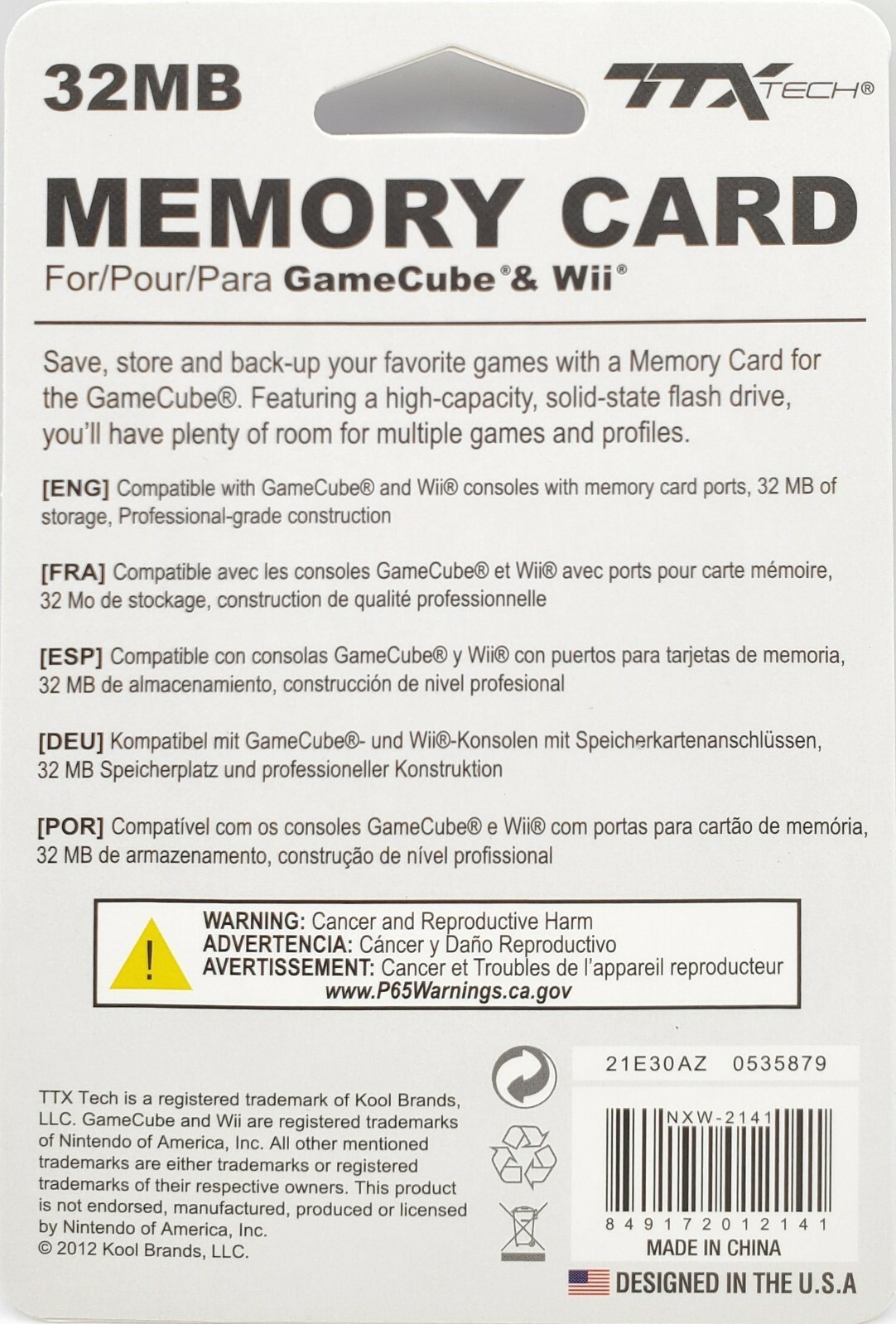 TTX 32MB 507 BLOCK NINTENDO GAMECUBE WII MEMORY CARD