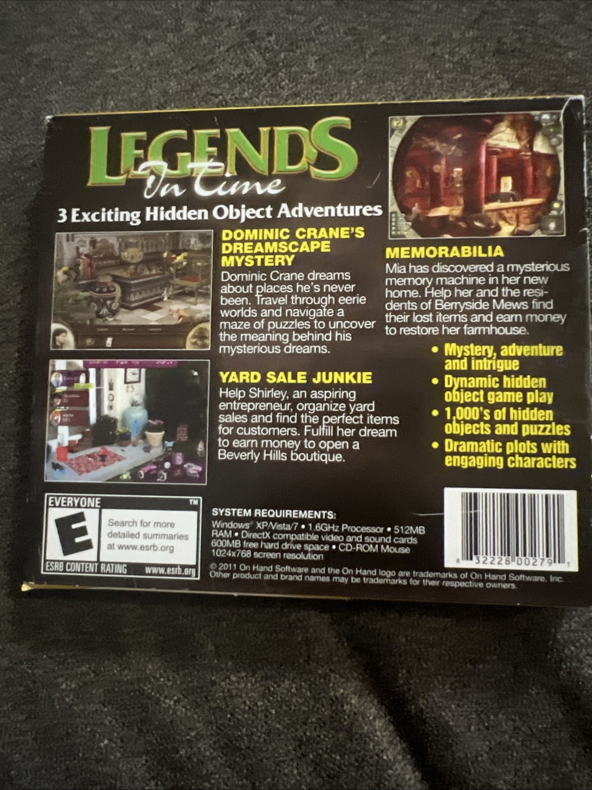 On Hand Legends On Time PC Game 3-Pak Everyone Black Hidden Object Collection