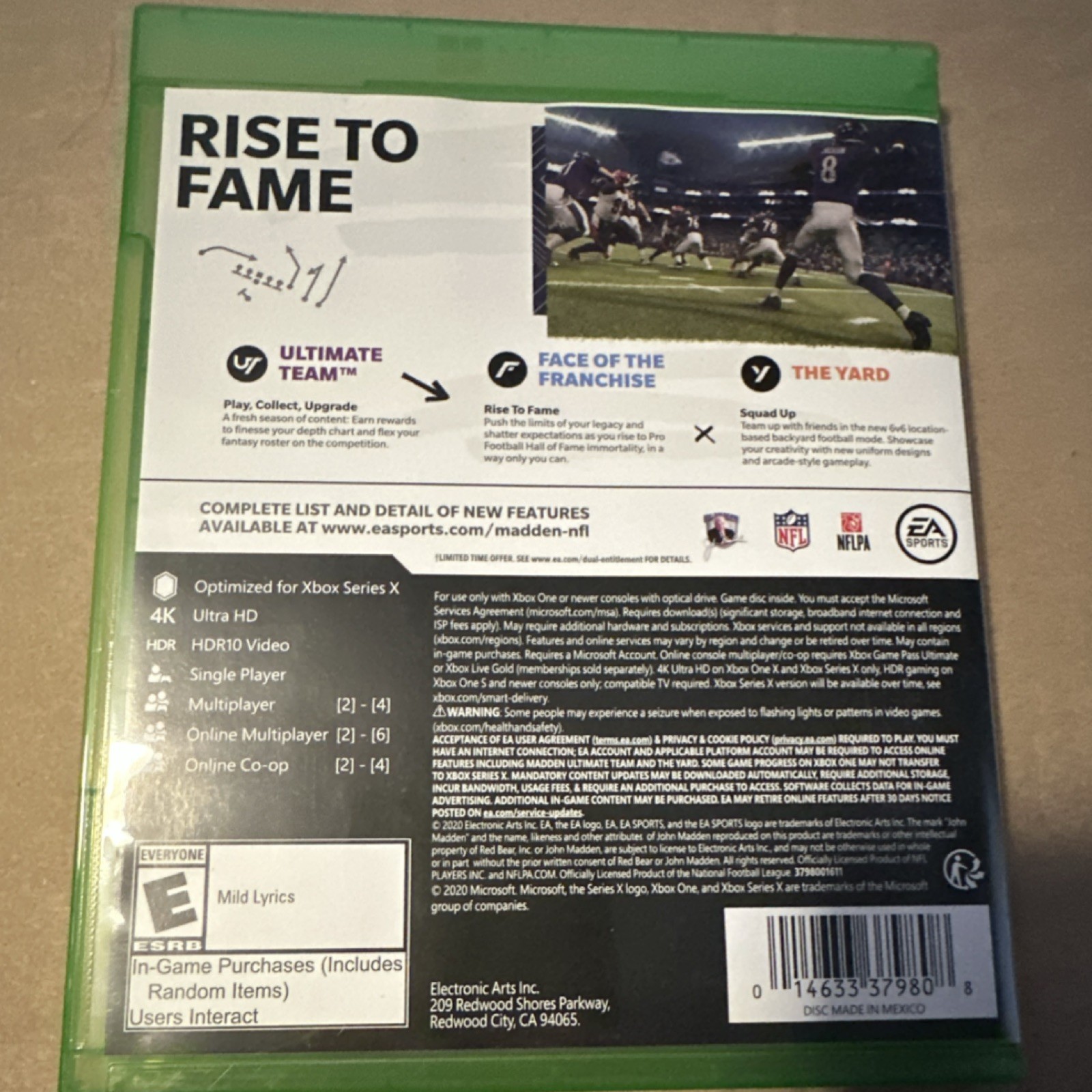 Electronic Arts Madden NFL 21 Xbox One Series X Sports American Football Manual