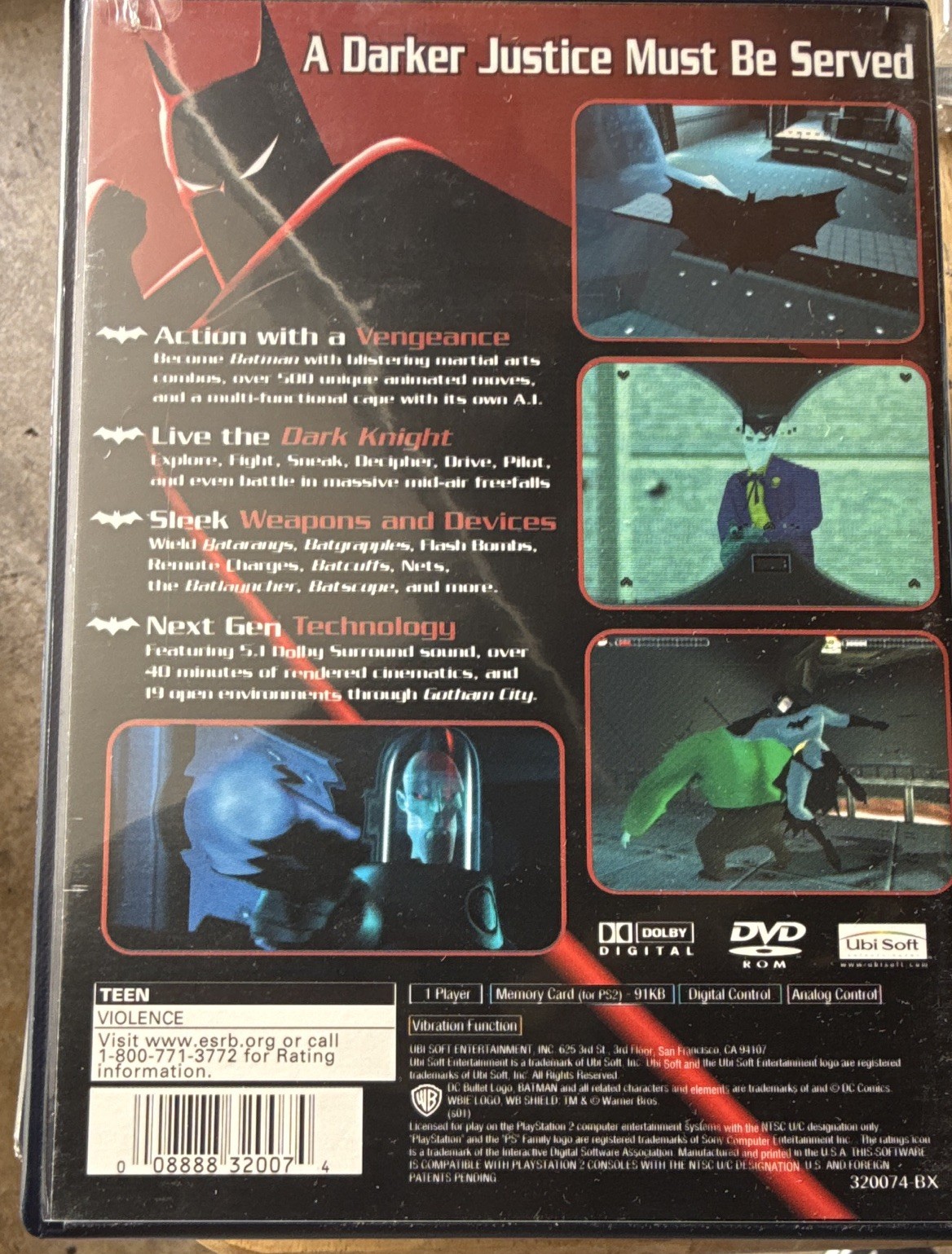 Ubisoft Batman: Vengeance PS2 w/ Manual, T-Teen NTSC-U/C (US/CA) 2001 CIB