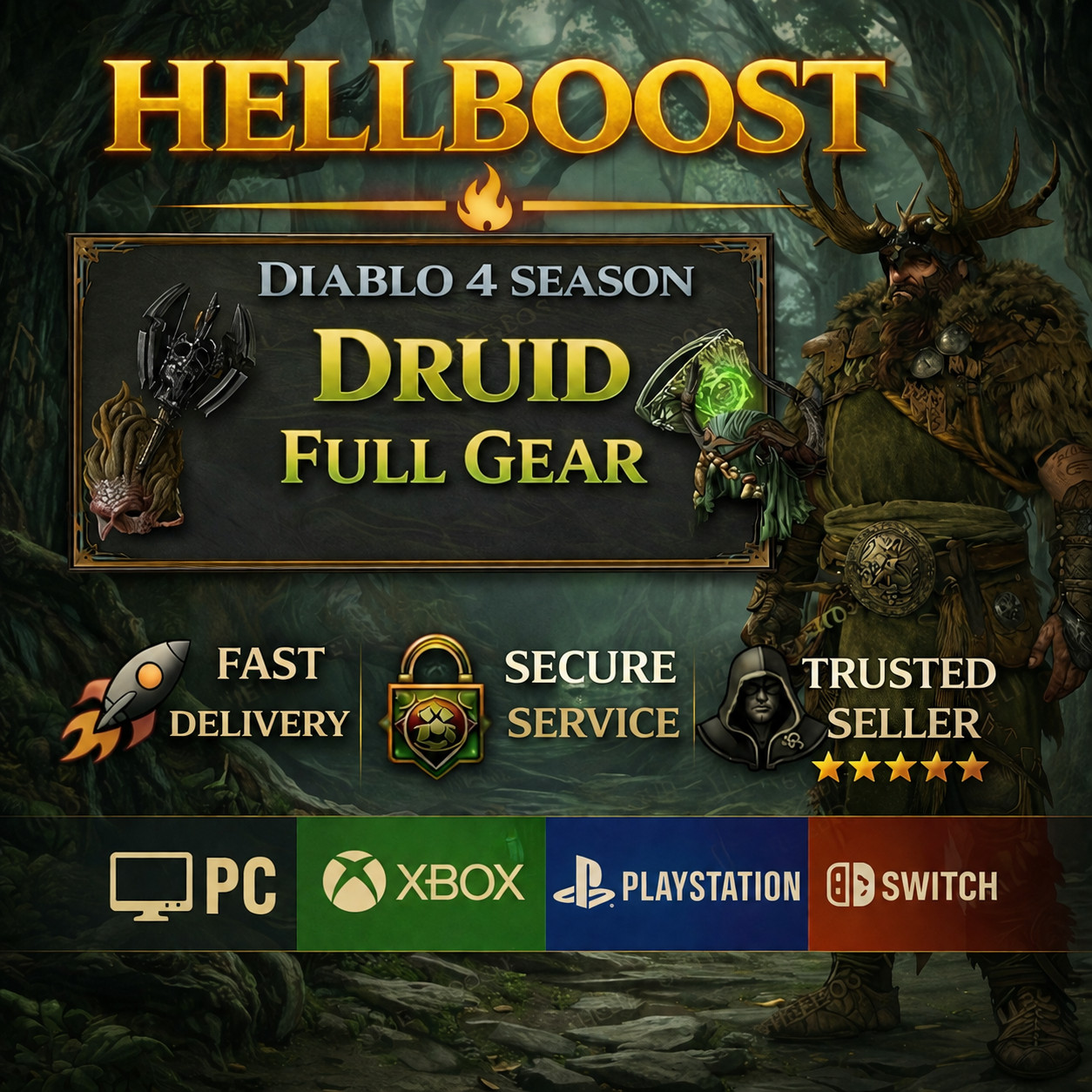 Diablo 4💎 Season 14💎Lord of Hatred DRUID FULL GEAR + SET💎 PS5 / Xbox / PC