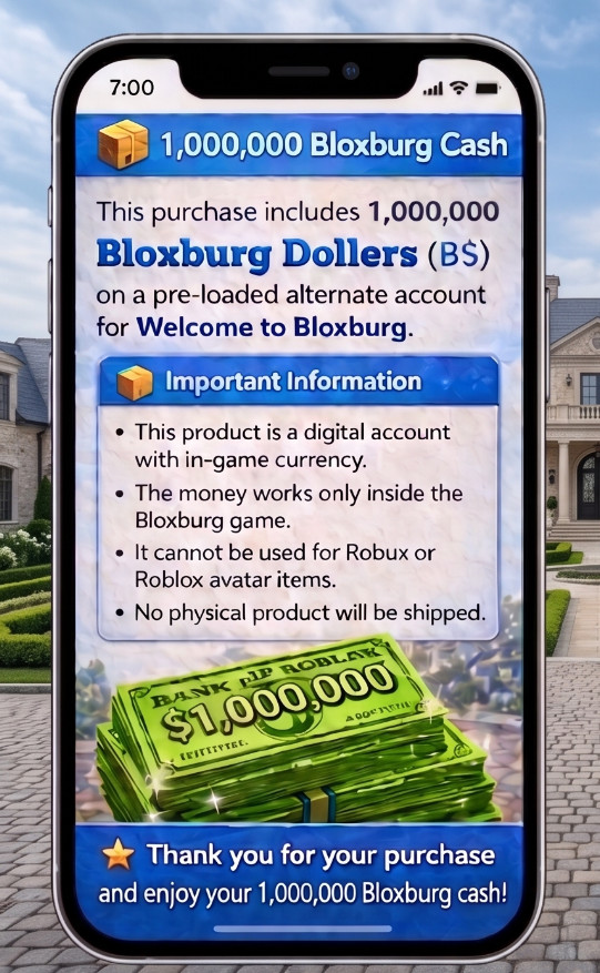 1M BLOXBURG CASH | ⚠️READ DESCRIPTION+IMAGES | FAST DELIVERY🚚📦