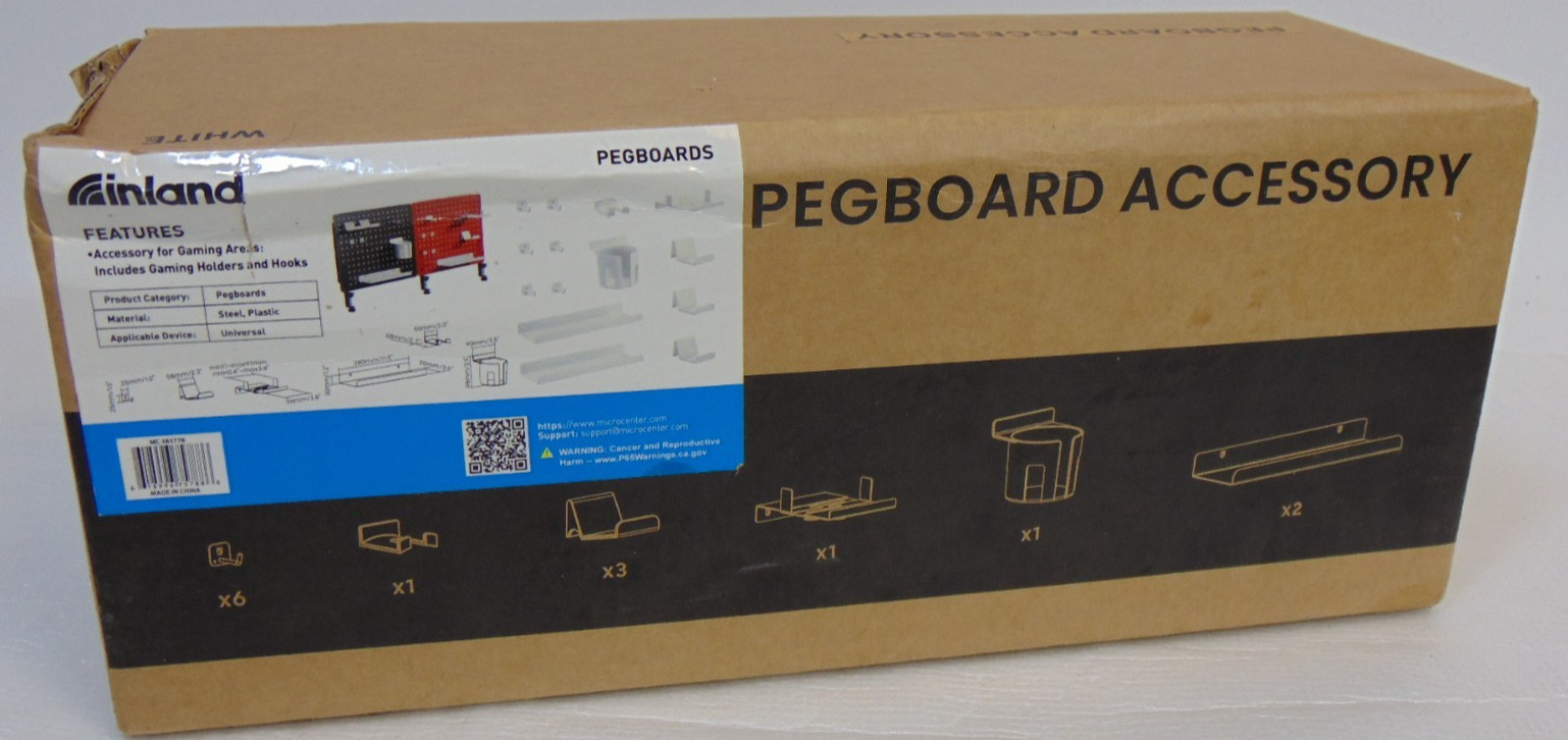 Gaming Gear 14 Piece Pegboard Accessories Set White Holders Hooks Inland Pegs