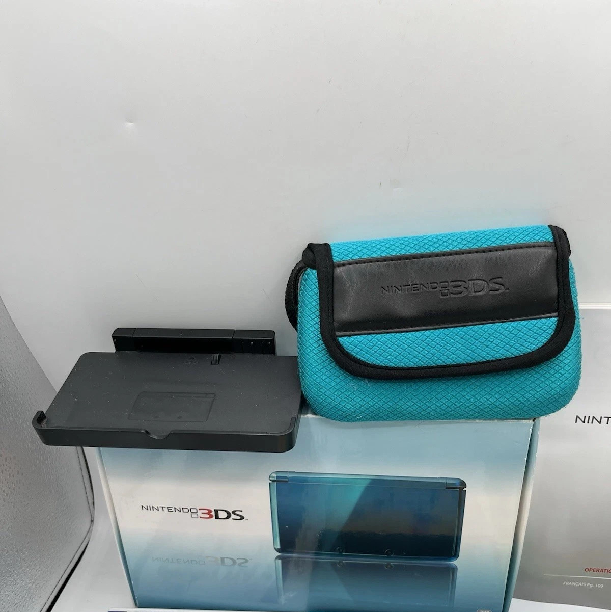 Nintendo 3DS System Complete in Box – Aqua Blue, Charger US Model – Tested