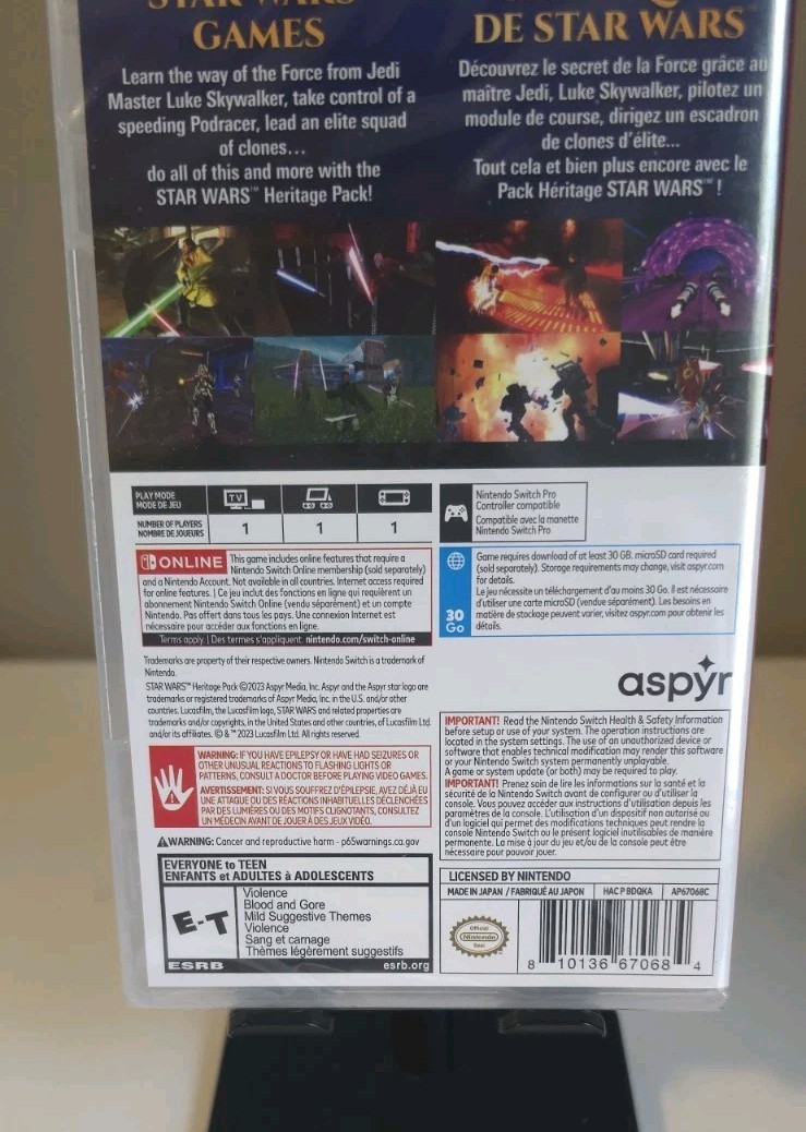 Star Wars Heritage Pack – (Nintendo Switch, 2023) New Factory Sealed 7 in 1