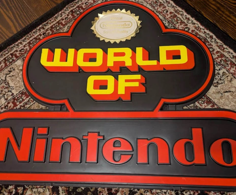 Nintendo NES World of Nintendo Display Sign Promotional Promo SNES Standee Mario