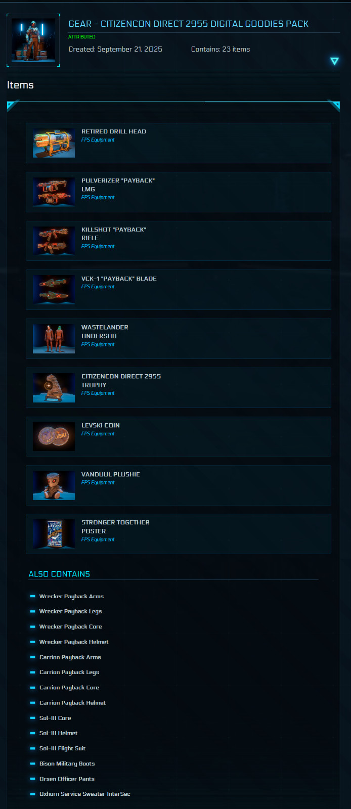 STAR CITIZEN – CITIZENCON 2955 DIGITAL GOODIES PACK (LIMITED ITEM)