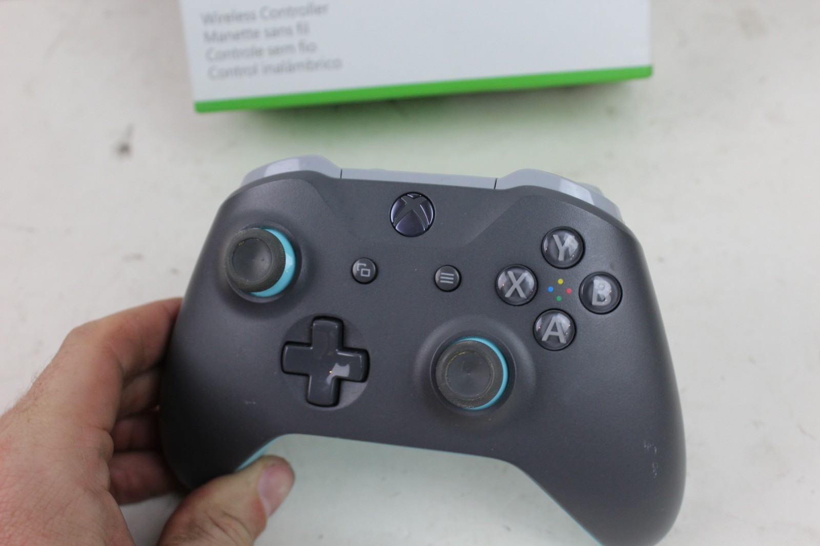 Microsoft Xbox One Wireless Controller Model 1708 Gray Light Blue Wireless