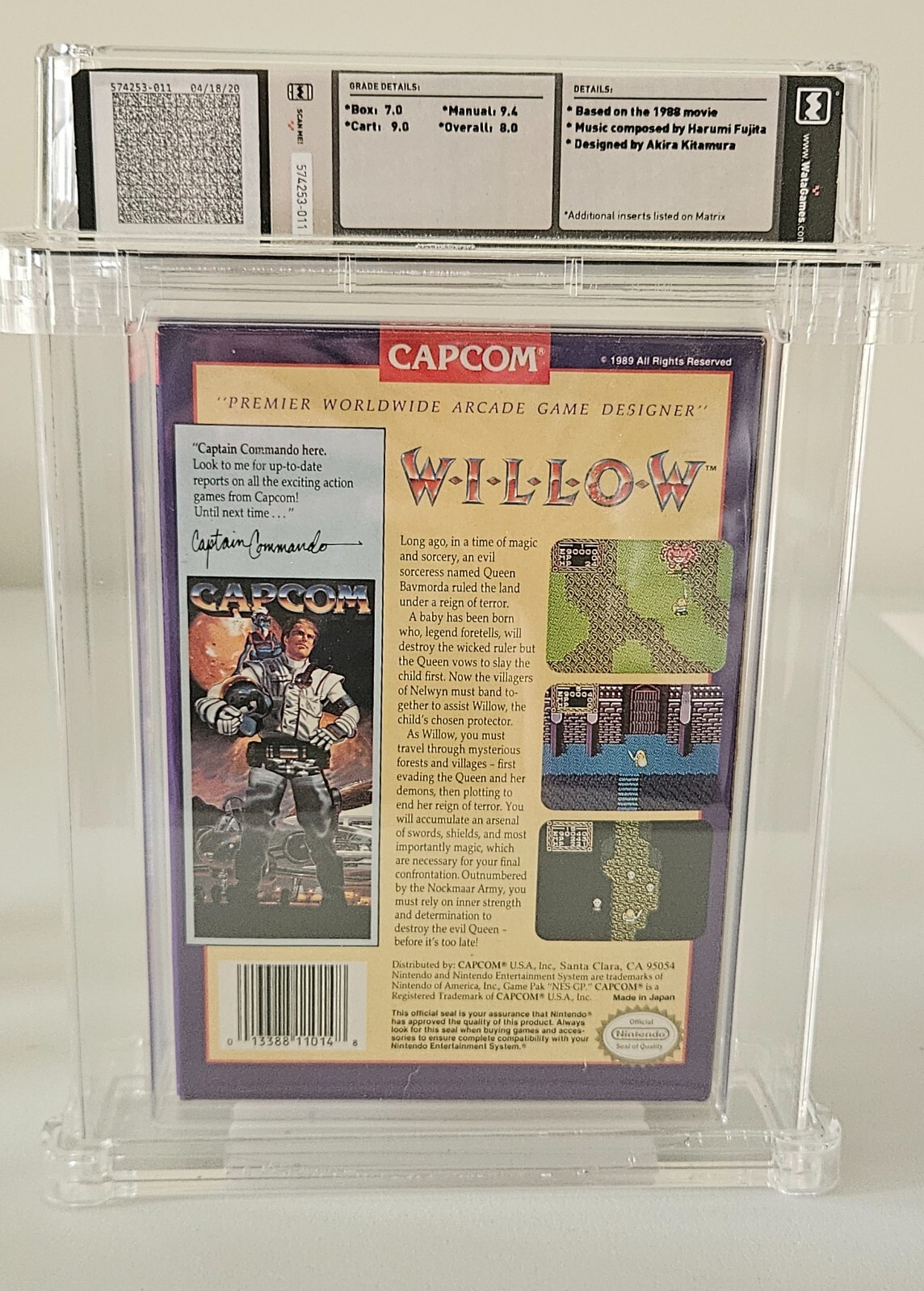 Willow WATA graded 8.0 CIB Nintendo Entertainment System 1989 Case is crack free