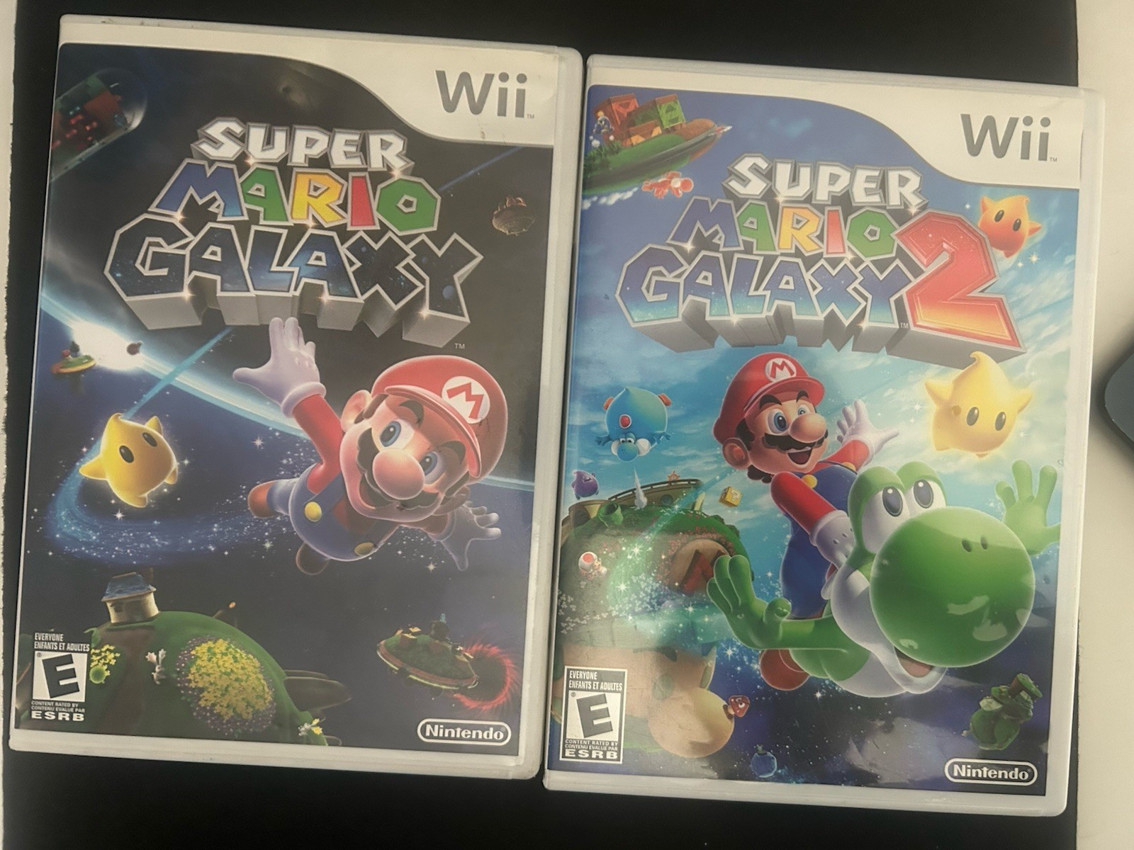 Nintendo Wii Super Mario Galaxy 1 and 2 Bundle with Manuals and Tested