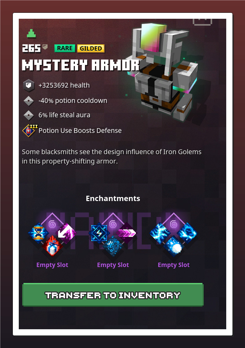 Minecr@ft Dungeons: Custom Gilded Gear shop – Weapons & Armor
