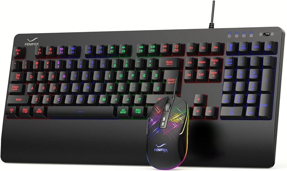 Gaming Keyboard and Mouse for Mac PC PS5 PS4 Xbox One Gamers RGB Backlit LED BK