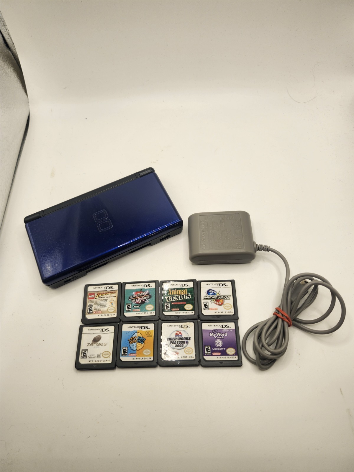 Nintendo DS Lite Console USG-001 Cobalt Blue/Black Charger TESTED With 8 Games
