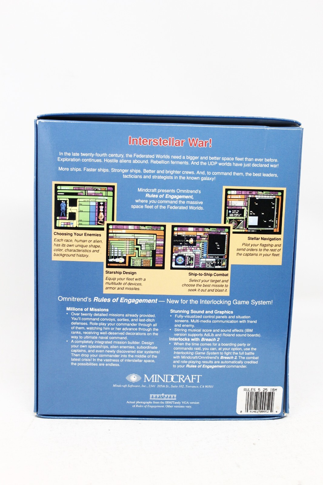 RULES OF ENGAGEMENT IBM/TANDY PC COMPUTER GAME 1991 MINDCRAFT Big Box