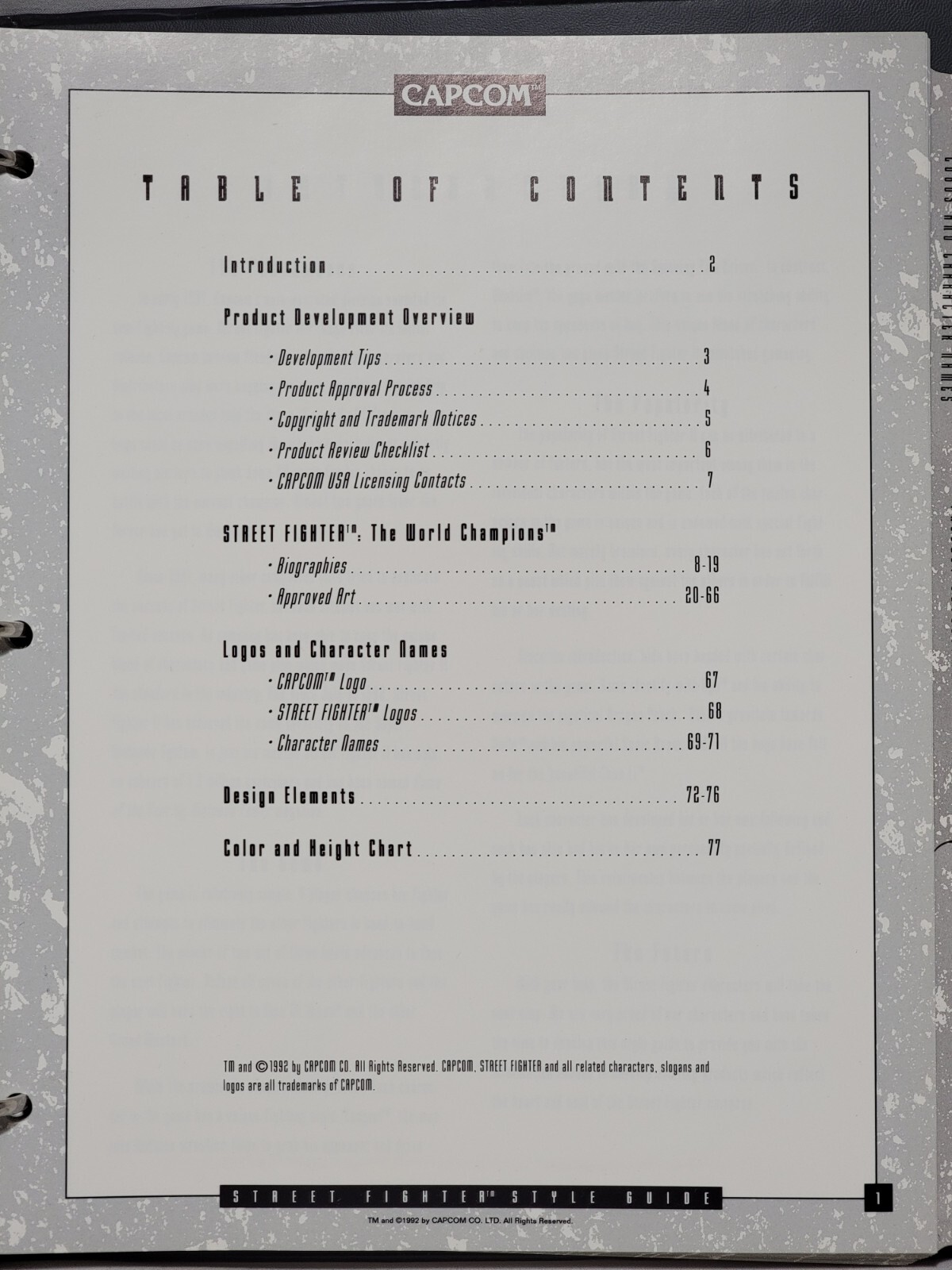 Street Fighter II Capcom Style Guide 1992 Video Game Product Development Info