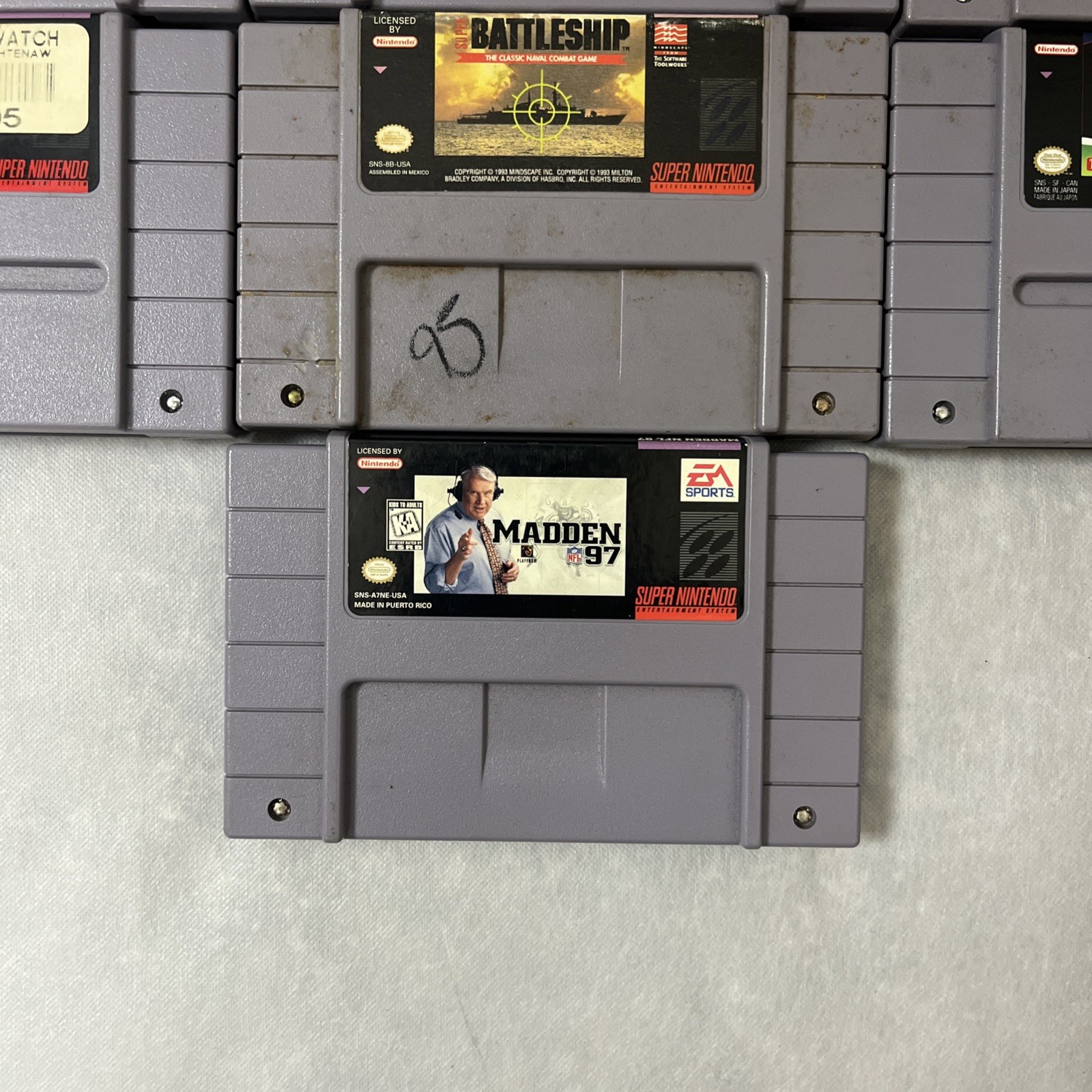 Vintage Super Nintendo Snes Video Games Mixed Title/Genres Lot Of 7 Not Tested