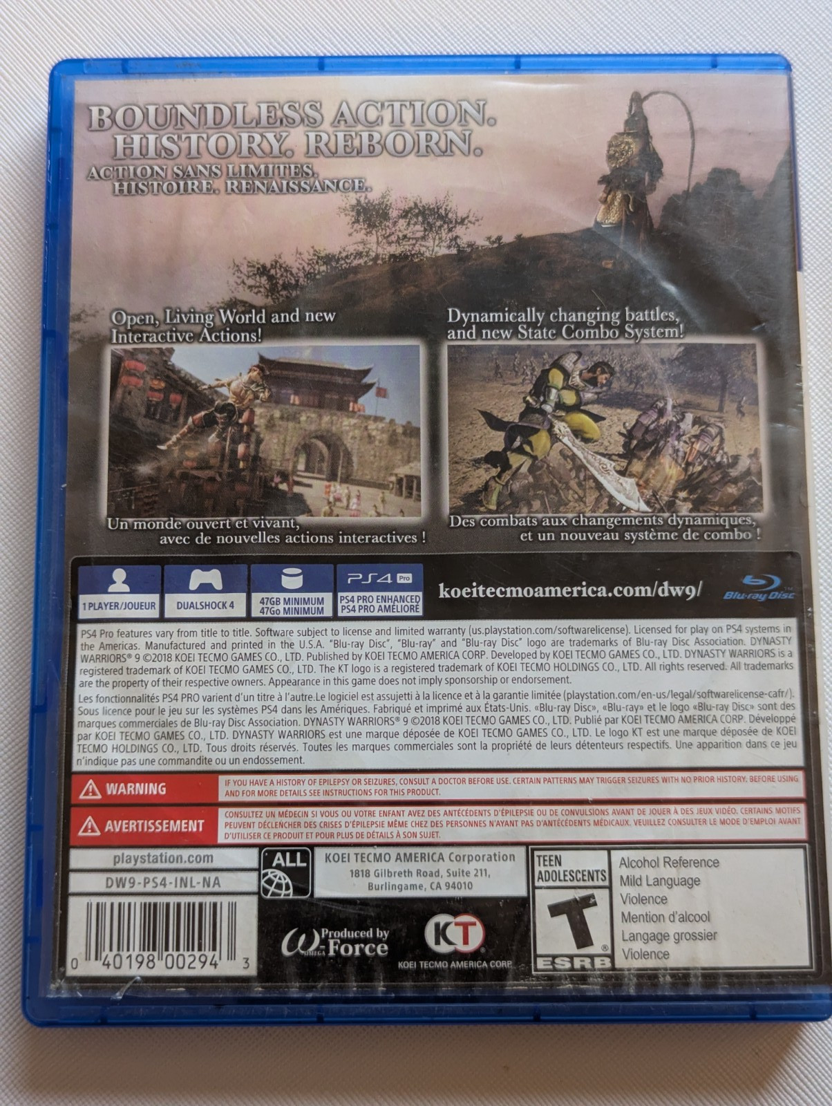 Dynasty Warriors 9 (Sony PlayStation 4 PS4, 2018) Damaged Artwork – Tested