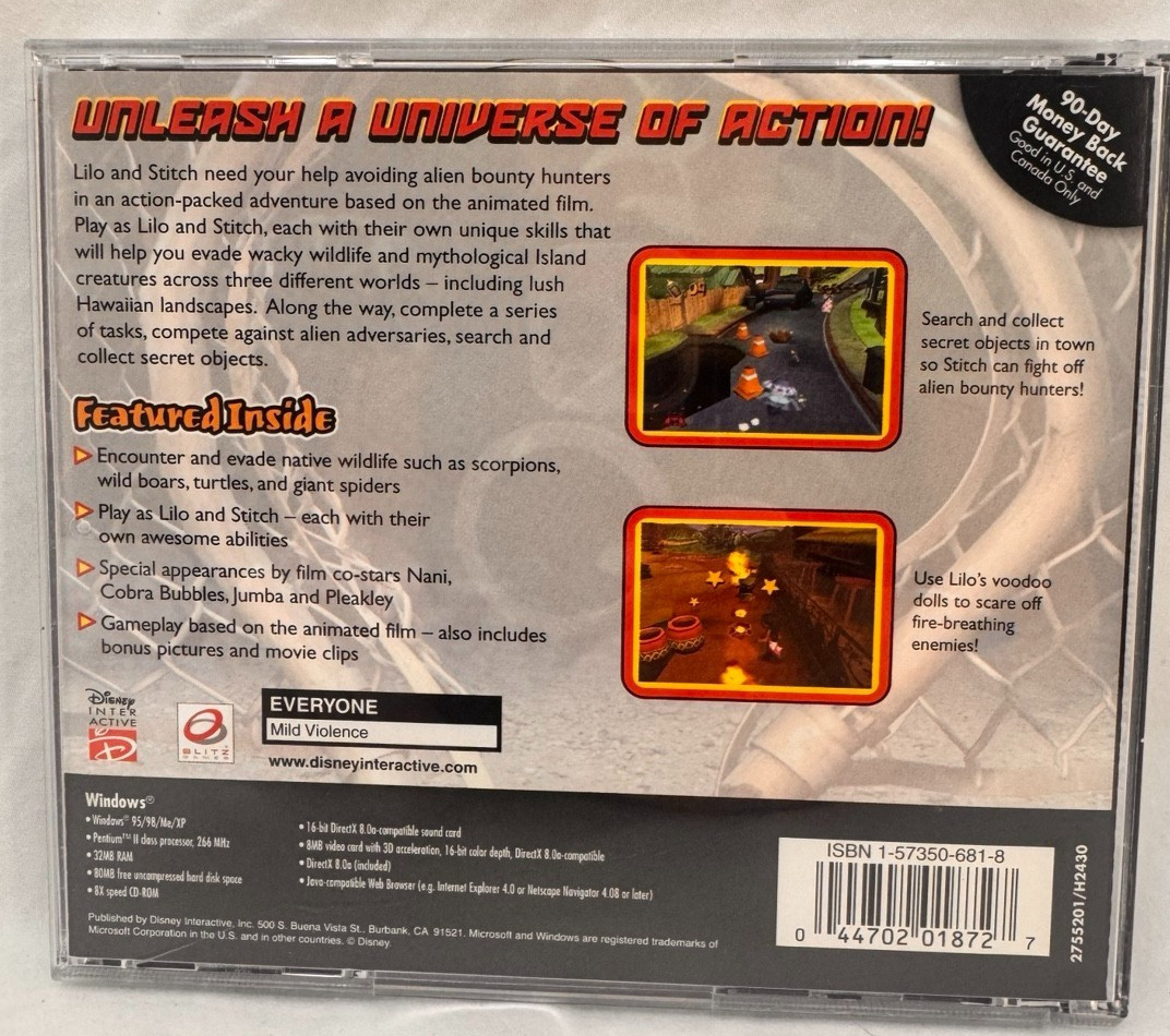 Disney Lilo & Stitch Trouble In Paradise PC CD-ROM Game Complete Disney 2002
