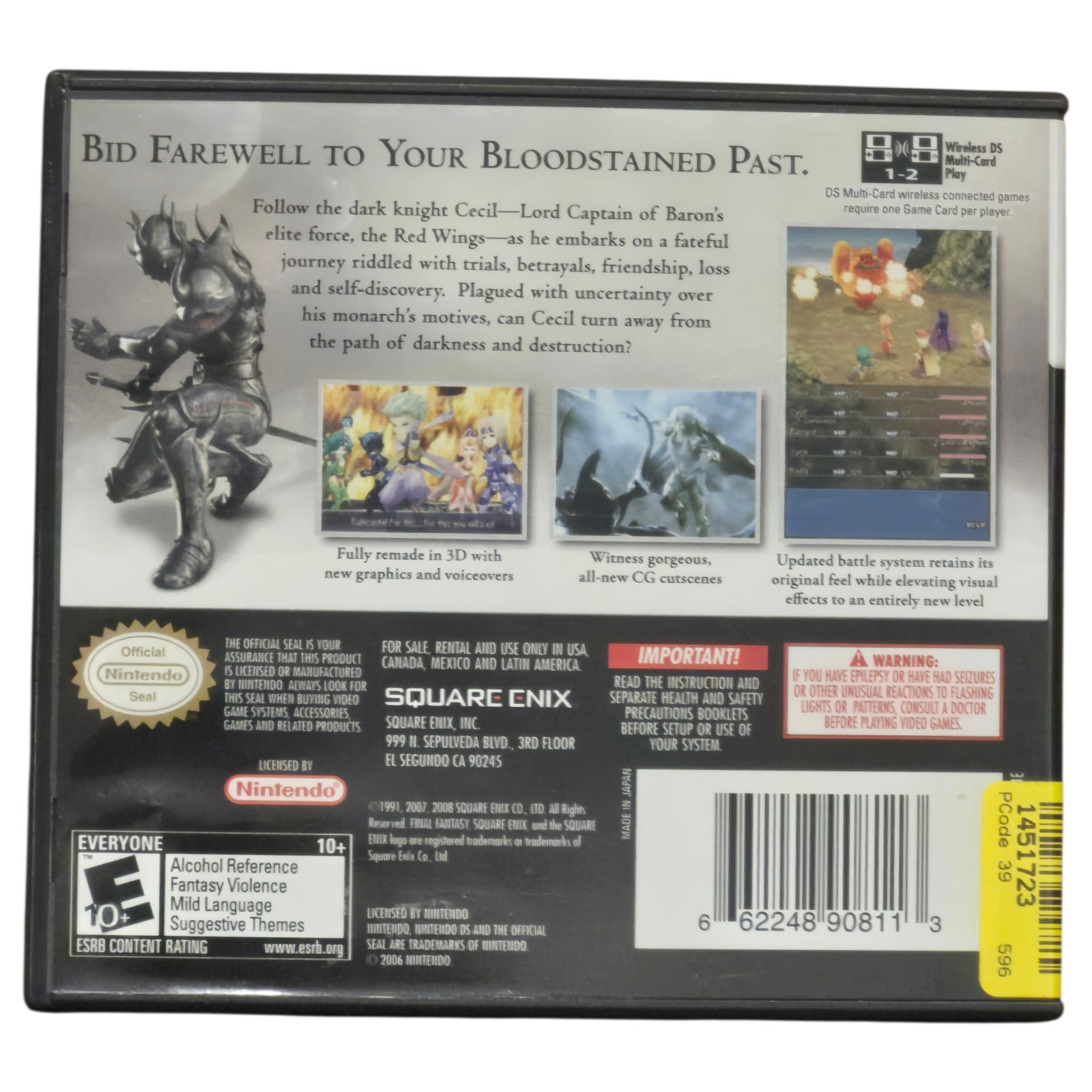 Final Fantasy 4 IV CIB | Nintendo DS 2DS 3DS, 2008 | Square Enix | Tested