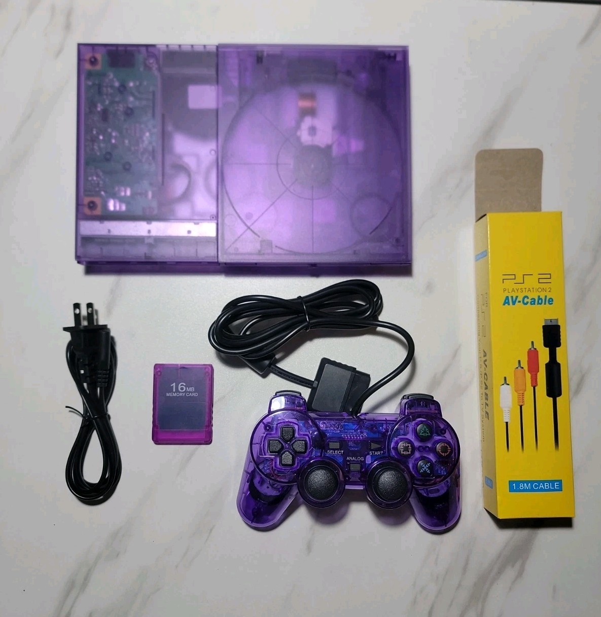 Sony PS2 Slim Clear Purple Bundle – Tested & Working SCPH-9000X